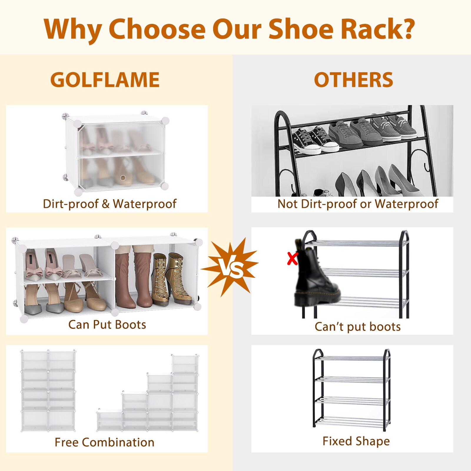 Slickblue Modular 12 Cube Shoe Rack Cabinet - 48-Pair Capacity White ...