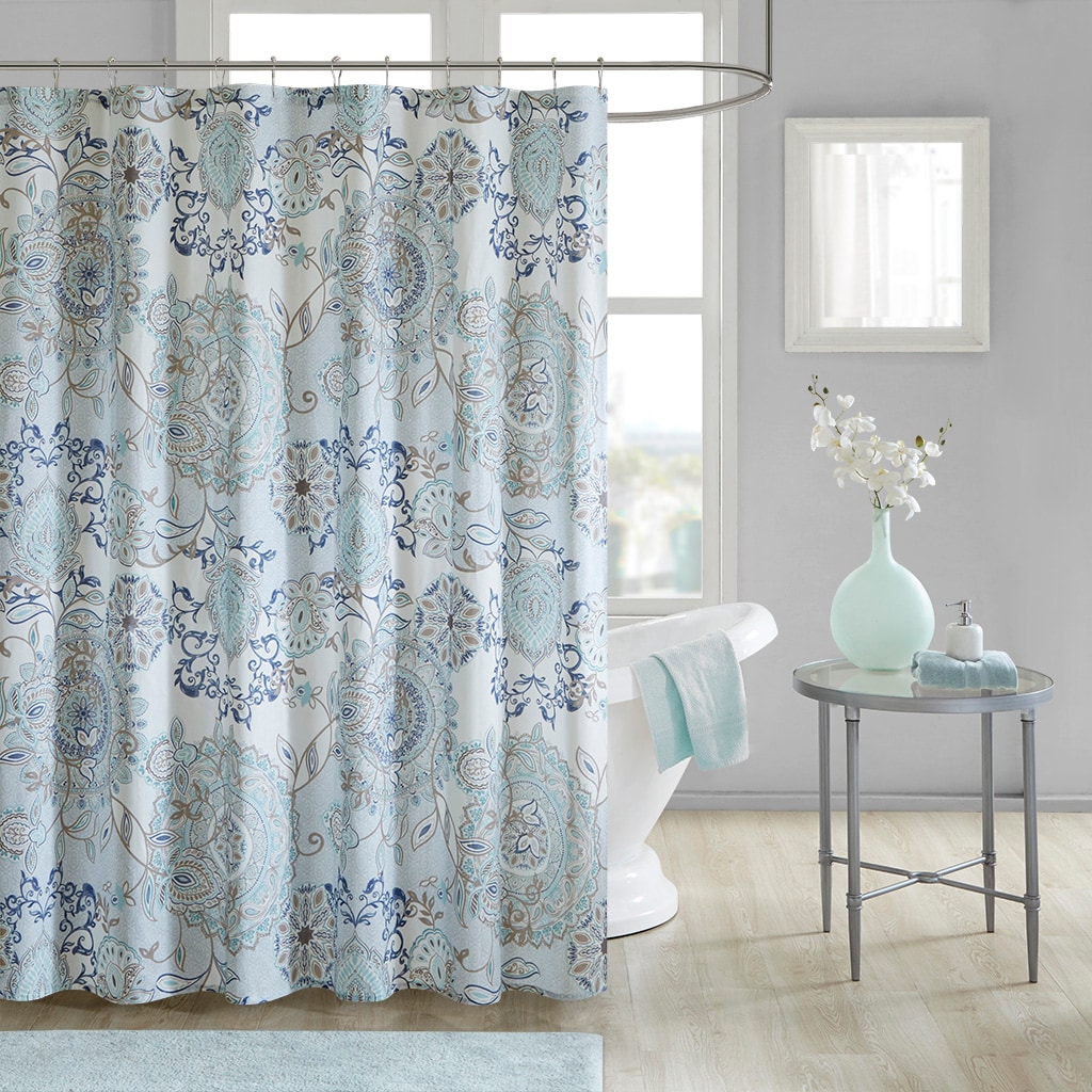 Blisstyle Printed Cotton Shower Curtain Shower Curtains for Bathroom