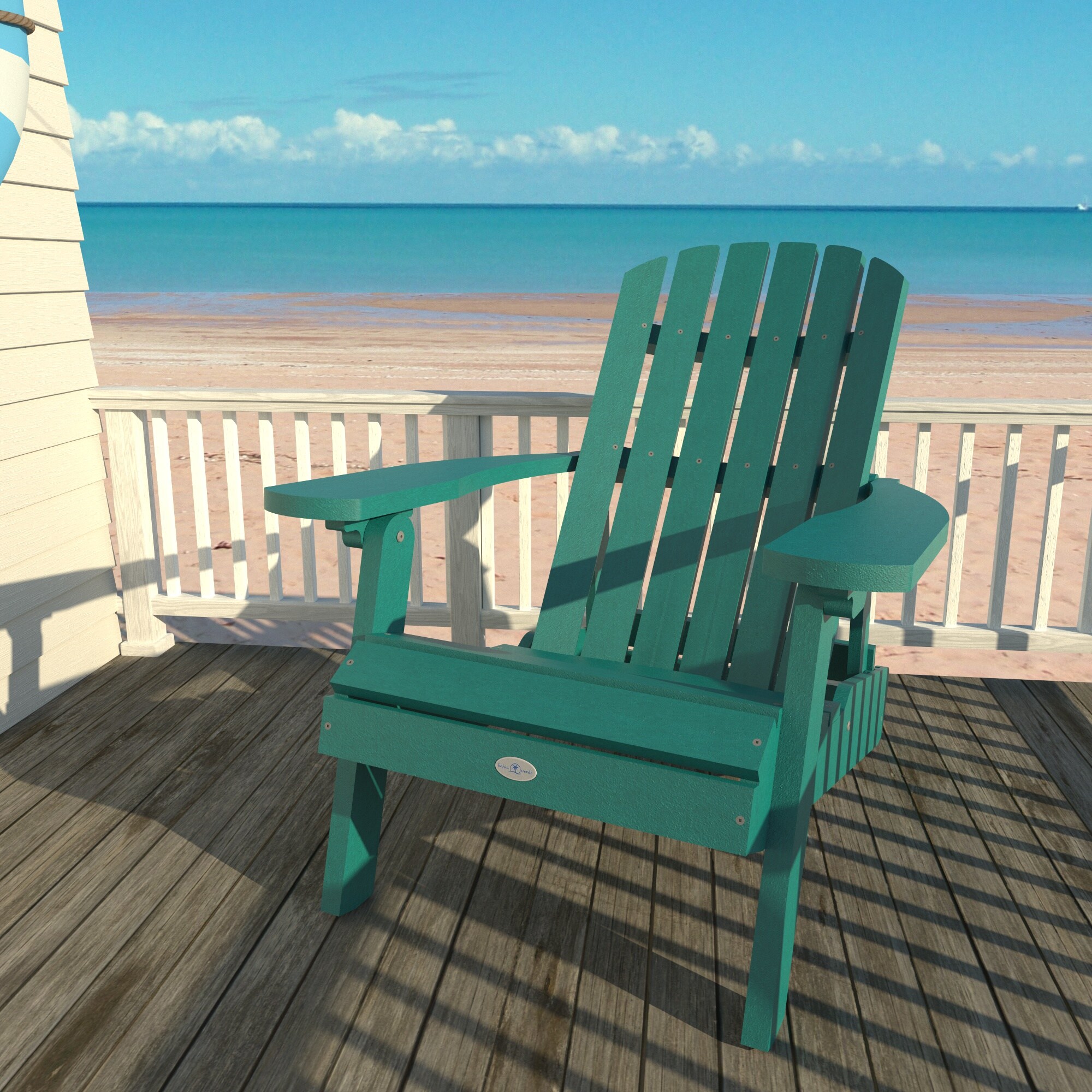 highwood BV-CHL1-SBL Cape Seaglass Blue Poly-lumber Frame Stationary Adirondack Chair with Slat Seat