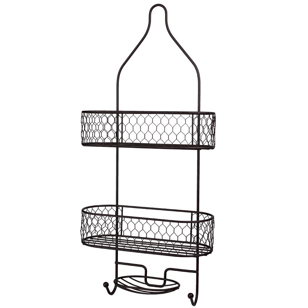 Home Basics No Slip 2 Tier Steel Shower Caddy, Oil-rubbed Bronze