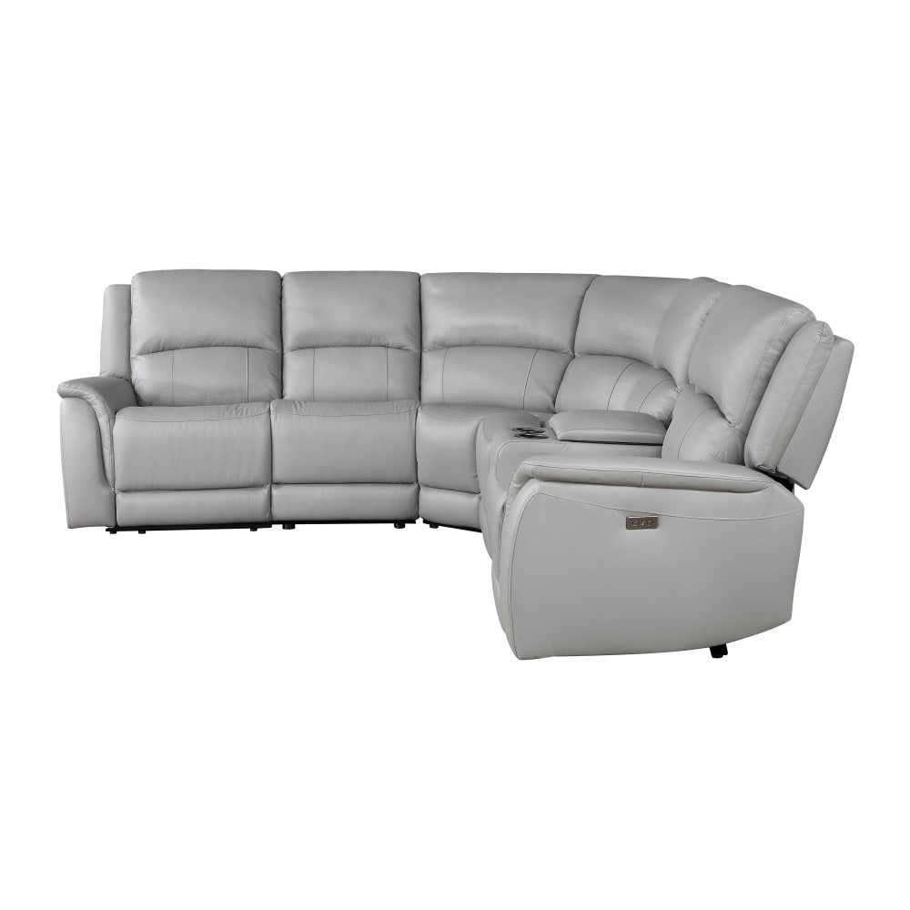 Steve Silver Alexandria 208-in W Casual Stone Gray Genuine leather 6-seater Reclining Storage Sectional