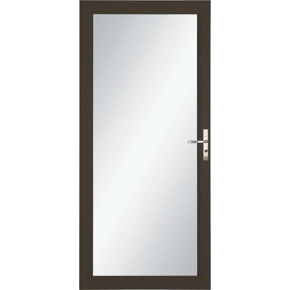 Signature Selection 36-in x 81-in Elk Full-view Interchangeable Screen Aluminum Storm Door with Brushed Nickel Handle in Brown | - LARSON 1490404217S