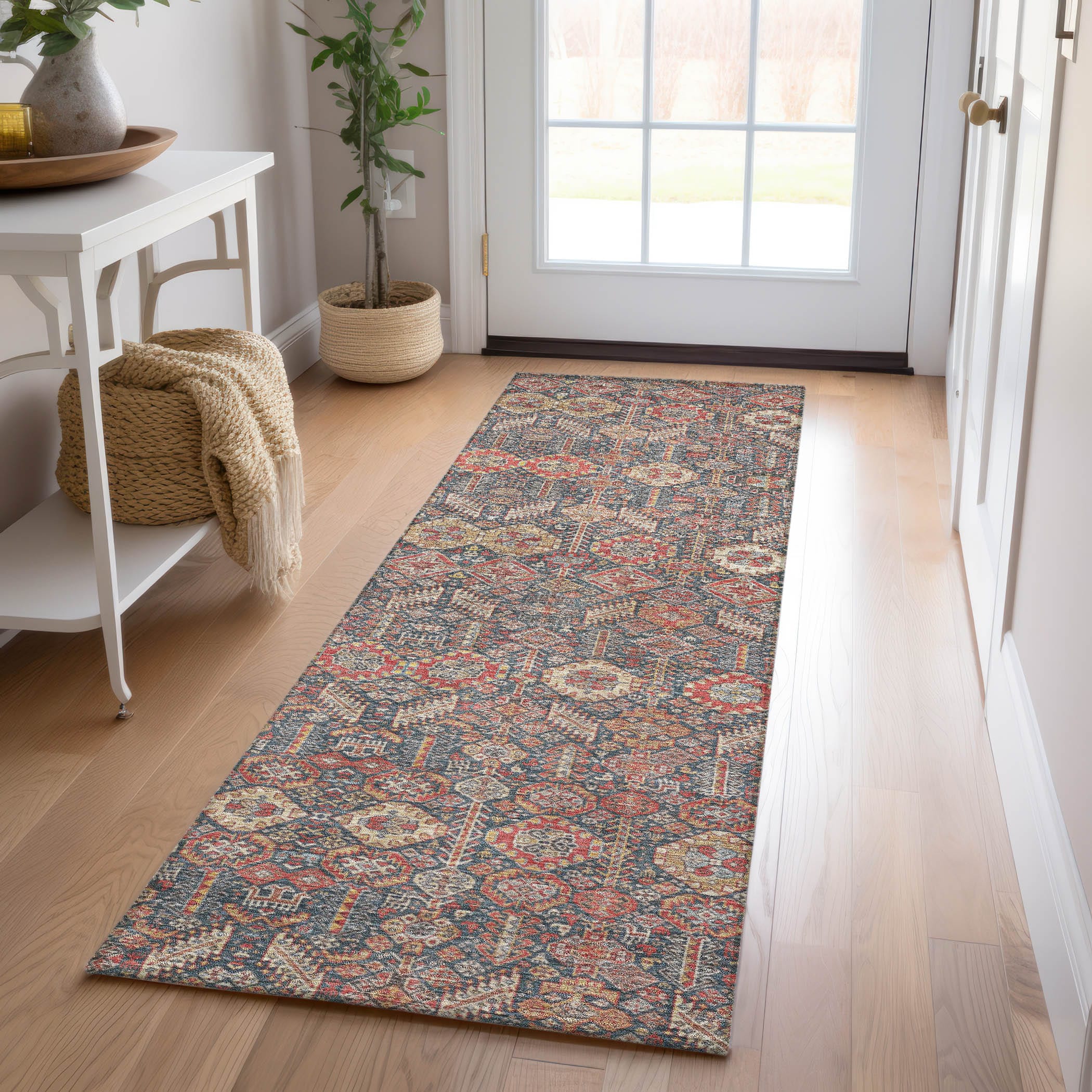 Addison Rugs ACN574RD2X8 Chantille ACN574RD 2 x 7 (ft) Polyester Red Rectangular Indoor/Outdoor Ikat Bohemian/Eclectic Machine washable Area rug