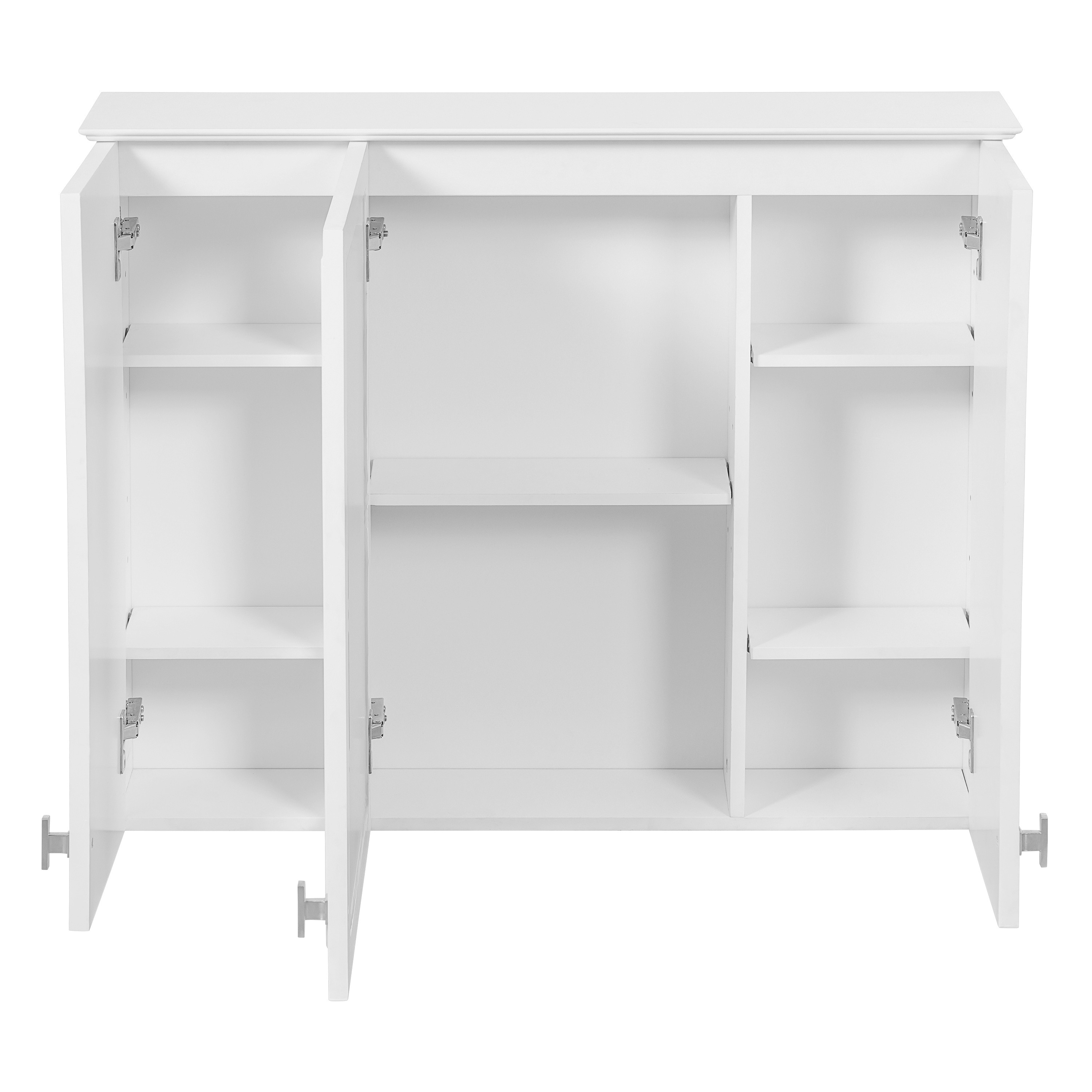 LIVACA 35 inch White Wall Mounted Medicine Cabinet with 5 Adjustable Shelves and Mirrored Door