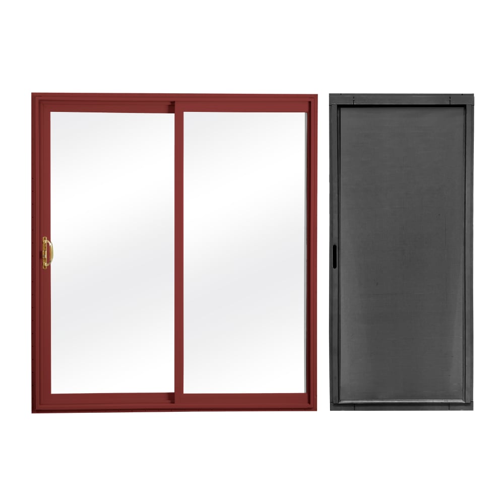 RELIABILT  72-in x 80-in Red Vinyl Universal Sliding Double Patio Door with Screen