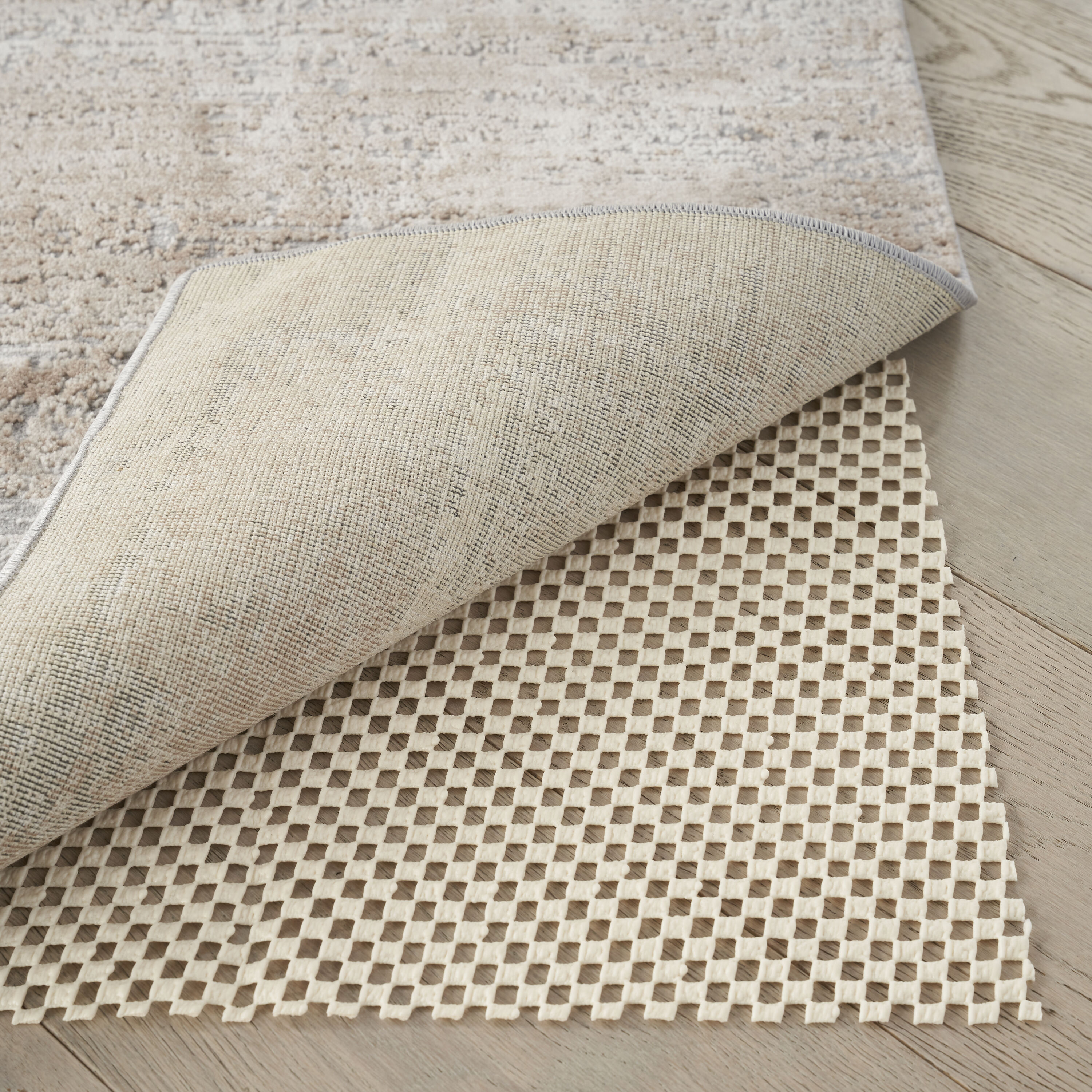 Ivory Grid-Loc Non-Slip Rug Pad for Hard Surfaces, 5'8" x 8'8"