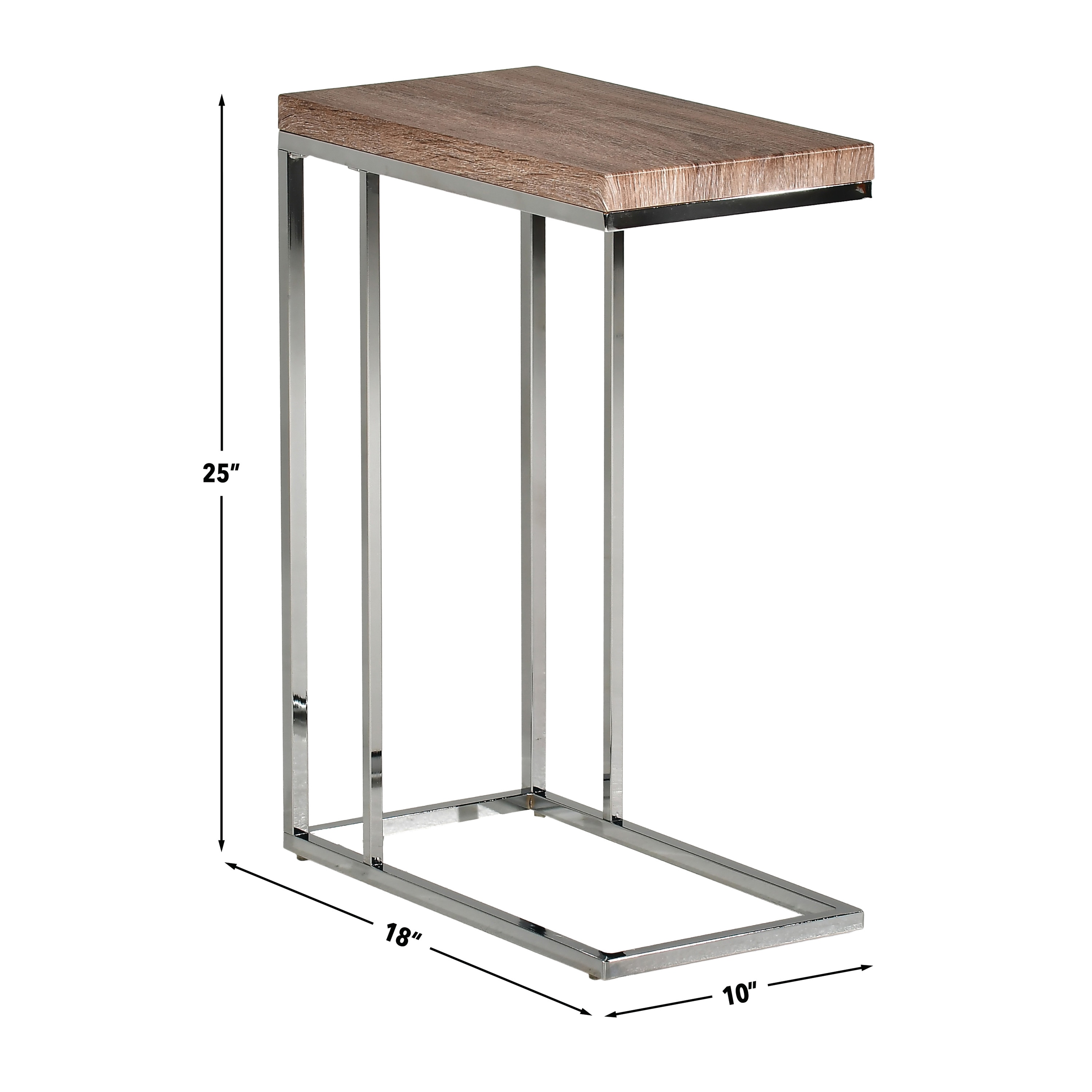 Lucia Rectangular Chrome and Wood Chairside End Table