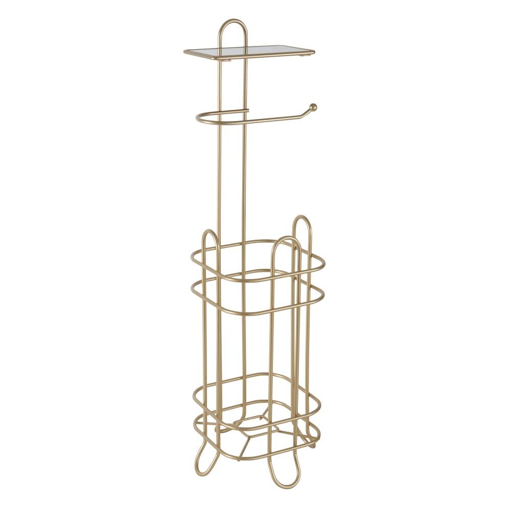 Elle Decor D'orsay Satin Gold Freestanding Basket Toilet Paper Holder with  Storage in the Toilet Paper Holders department at
