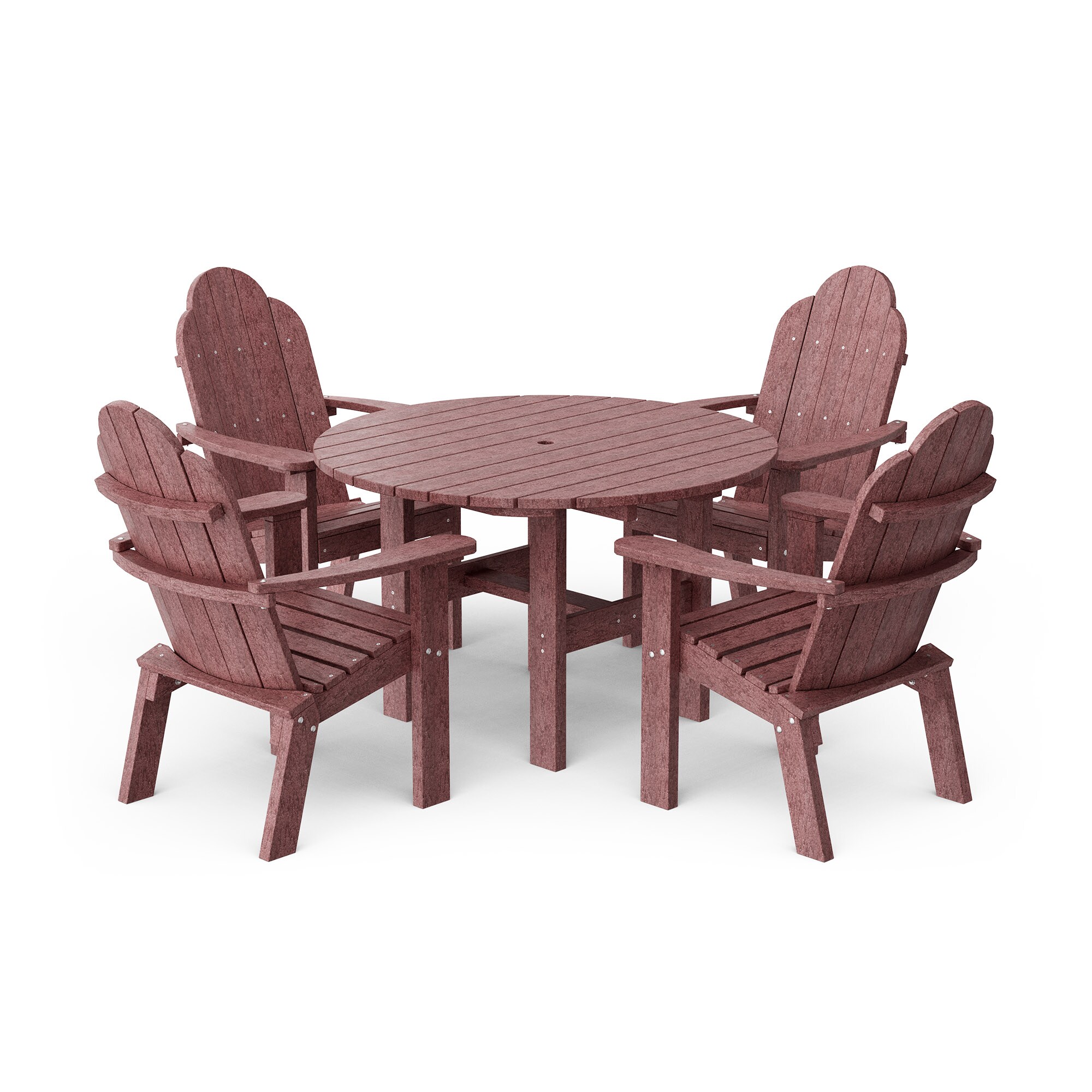 Wildridge LCC-280-CW Classic 46" Round 5 -Piece Cherrywood Patio Dining Set Plastic Round Table with 4 Stationary Chairs