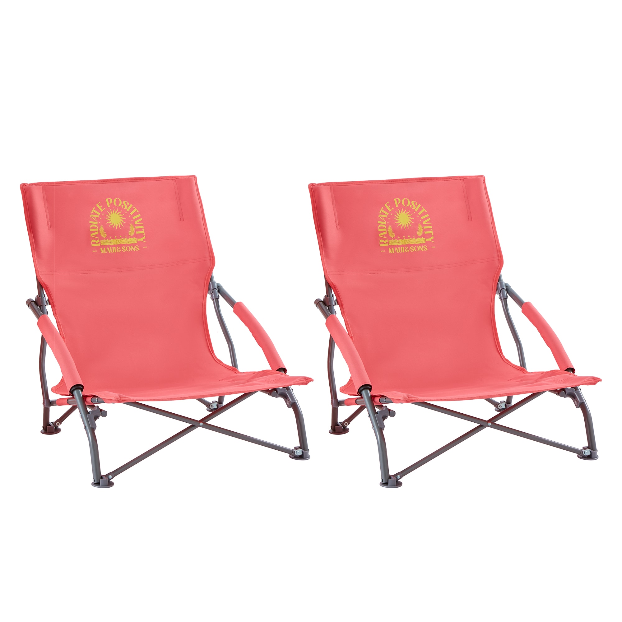 ProductWorks 58320-MYT PVC olefin Coral Folding Beach chair Carrying Strap/Handle Included