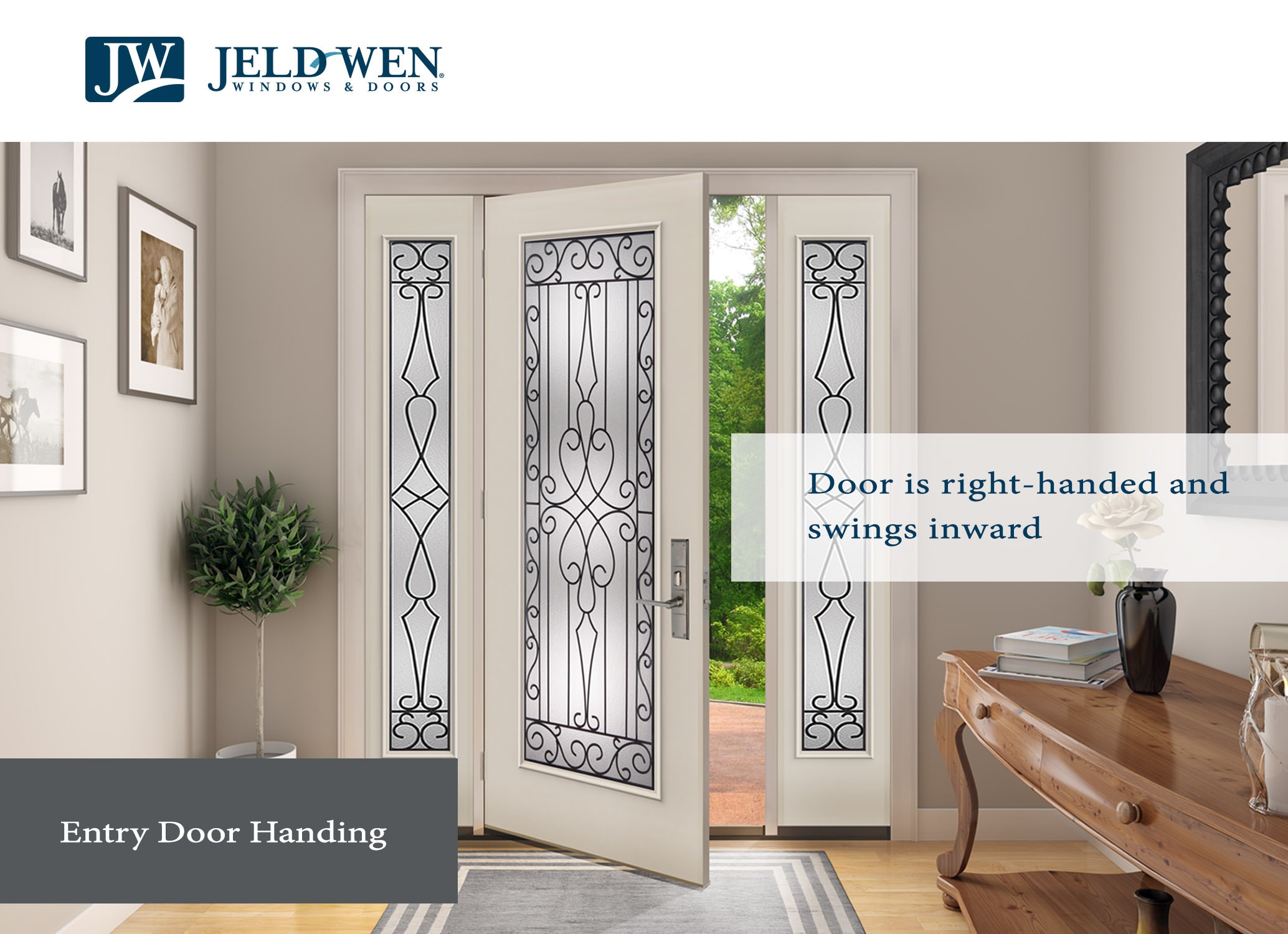 JELD-WEN Nola 32-in x 80-in Steel Oval Lite Right-Hand Inswing Primed  Prehung Single Front Door with Brickmould Insulating Core
