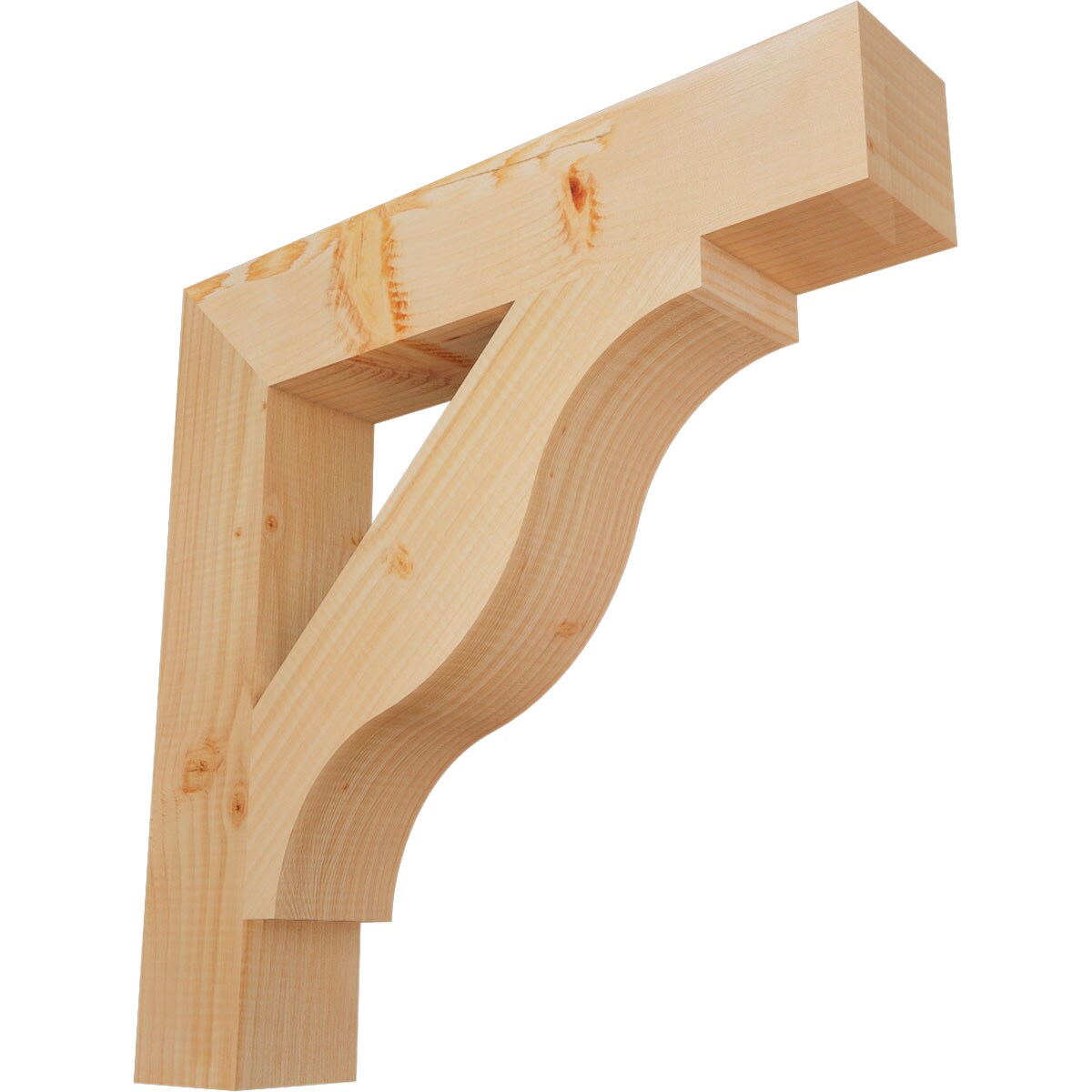 Ekena Millwork BKT04X22X22FST05SDF Funston Block Smooth 3-1/2-in x 22-in x 22-in Douglas fir Brown Wood Standard bracket