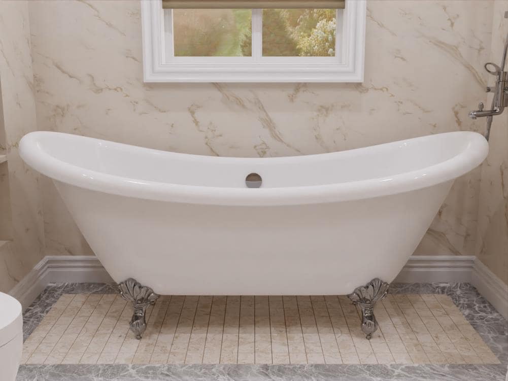 Belissima 69'' White Acrylic Clawfoot Freestanding Bathtub