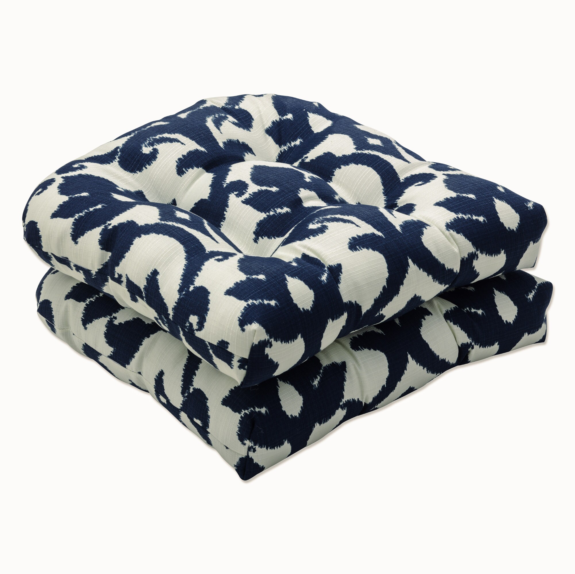 Pillow Perfect Basalto Navy 2-Piece 19-in x 19-in Indoor Decorative Pillow in Blue, White