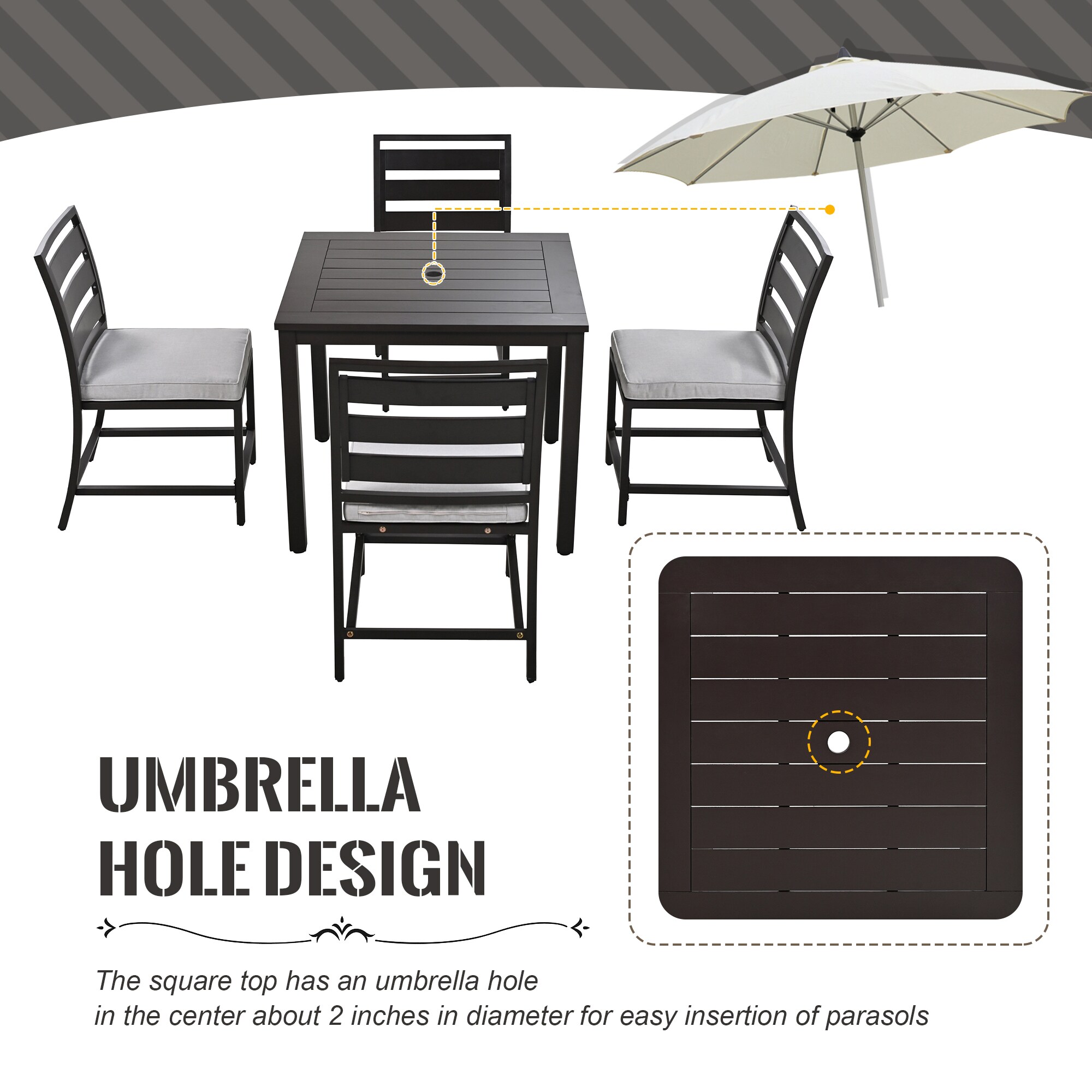 Forclover ALUS-334BK Patio-Dining-Sets - View #5