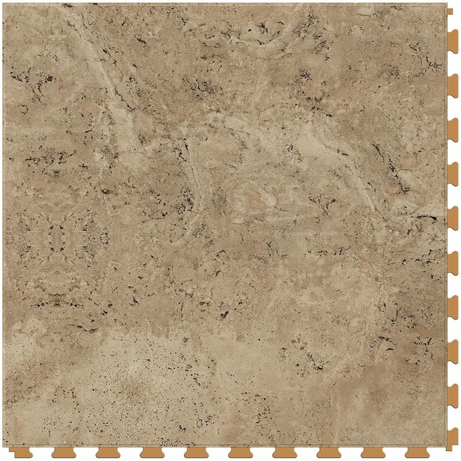 Perfection Floor Tile (Sample) Travertine Collection Camel/Satin Water Resistant Patterned Look Interlocking Vinyl Tile Perfection Floor Tile (Sample) Travertine Collection Camel/Satin Water Resistant Patterned Look Interlocking Vinyl Tile