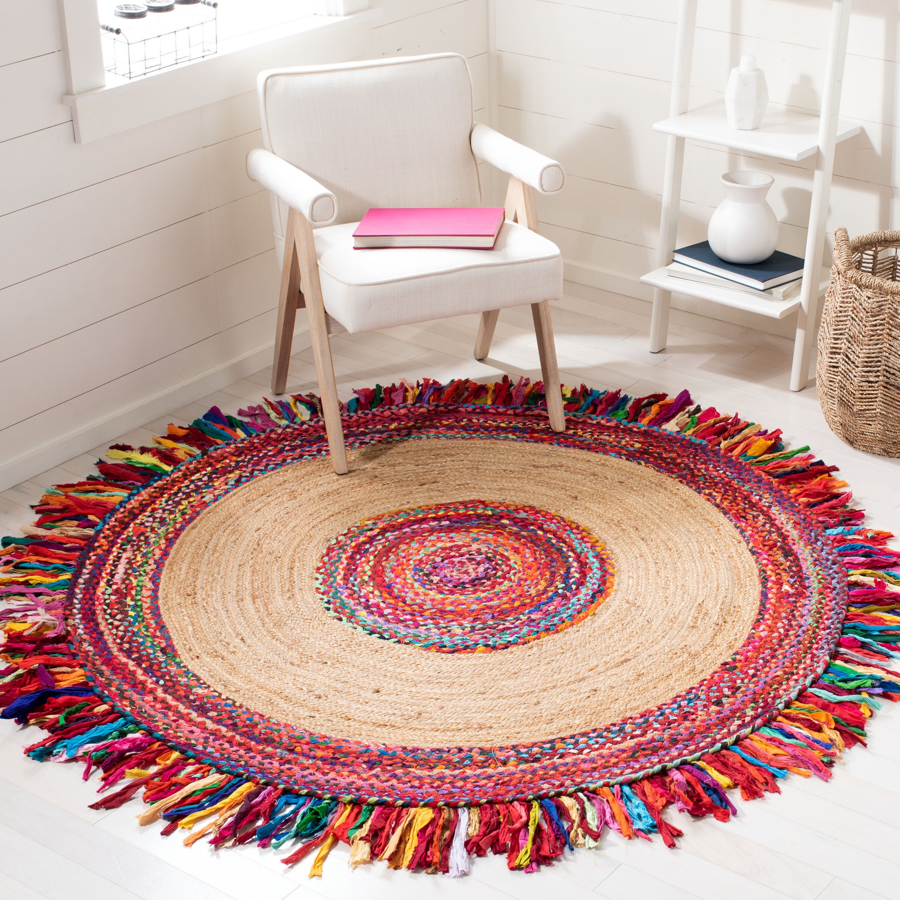Safavieh Cape Cod Lowell 4 X 4 (ft) Jute Multi/Natural Round Indoor Border  Bohemian/Eclectic Area Rug in the Rugs department at