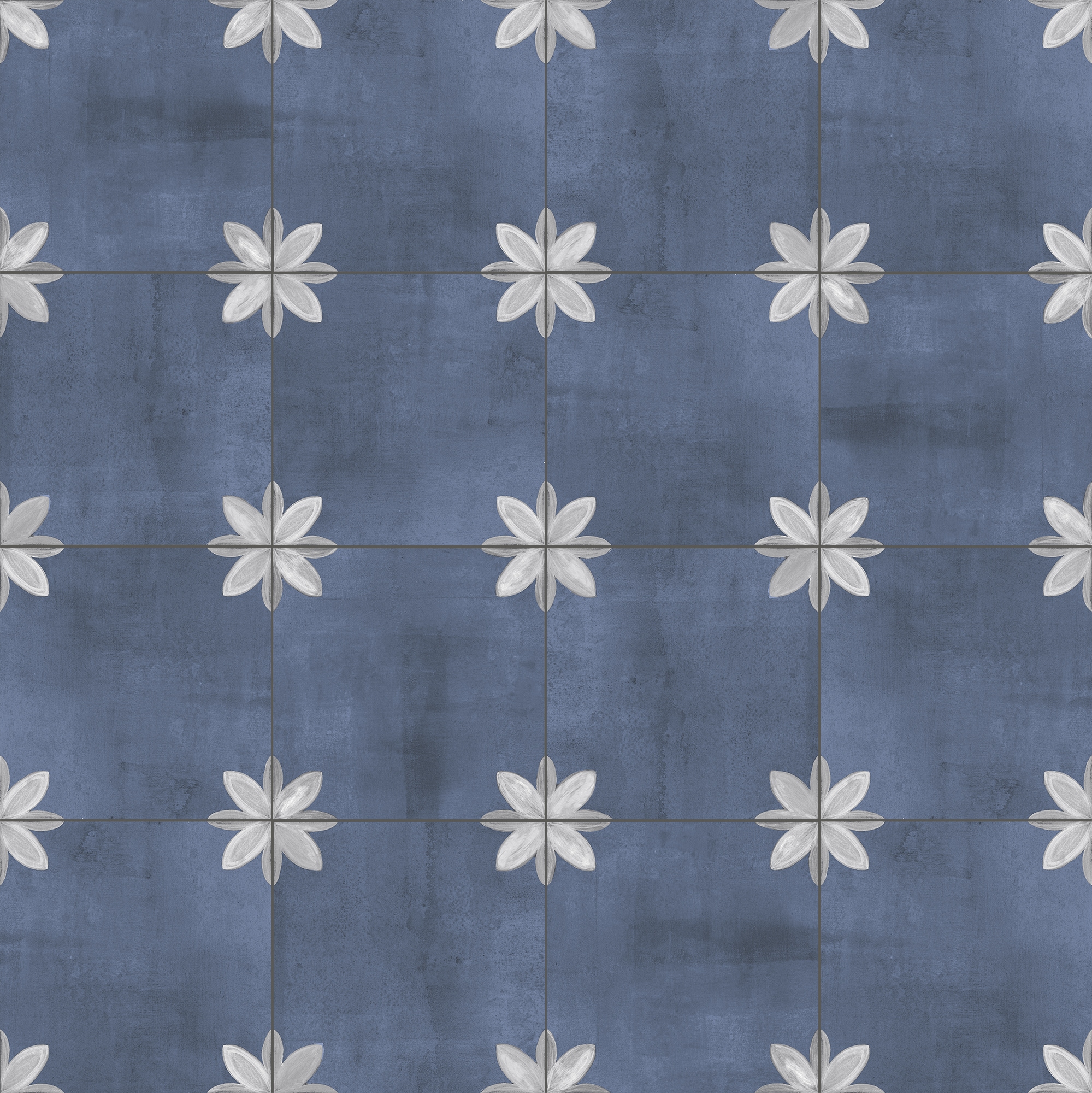 Fiona Blue 8-in x 8-in Matte Porcelain Patterned Floor and Wall Tile (12.18-sq. ft/ Carton) | - allen + roth 20FN02