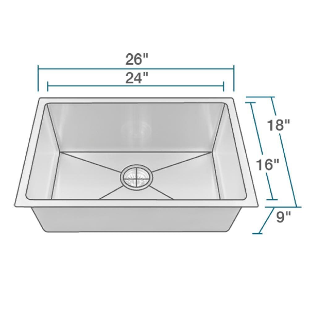 Rene Undermount 26-in x 18-in Stainless Steel Single Bowl Kitchen Sink ...