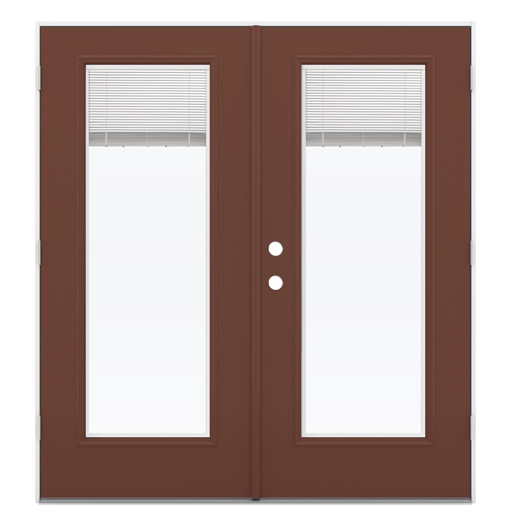 JELD-WEN LOWOLJW205900192 72-in x 80-in Low-e Blinds Between The Glass Fox Tail Steel French Left-Hand Outswing Double Patio Door