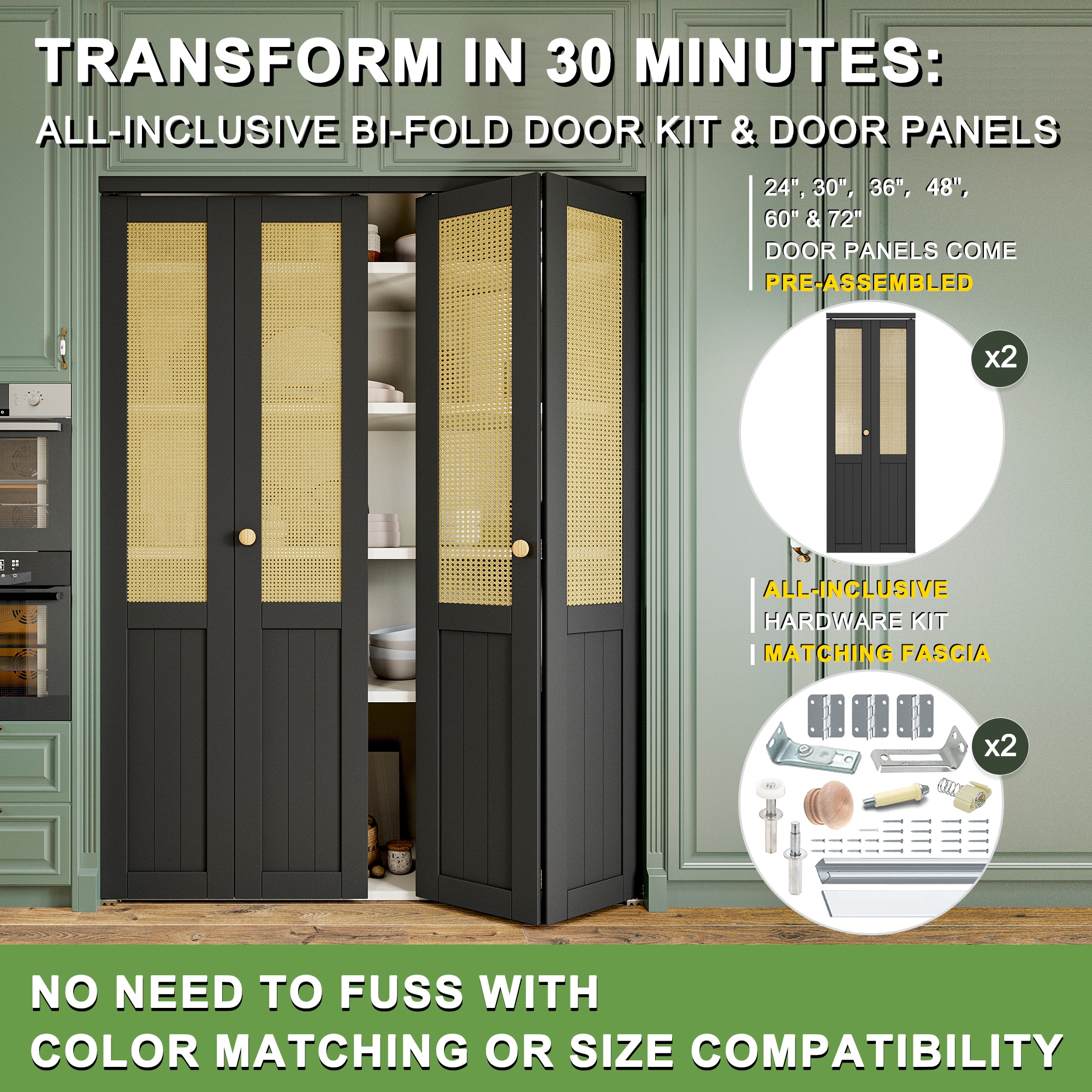 JUJUBON ZDTB-HL-BL-72 Bifold-Sliding-Closet-Doors - View #6