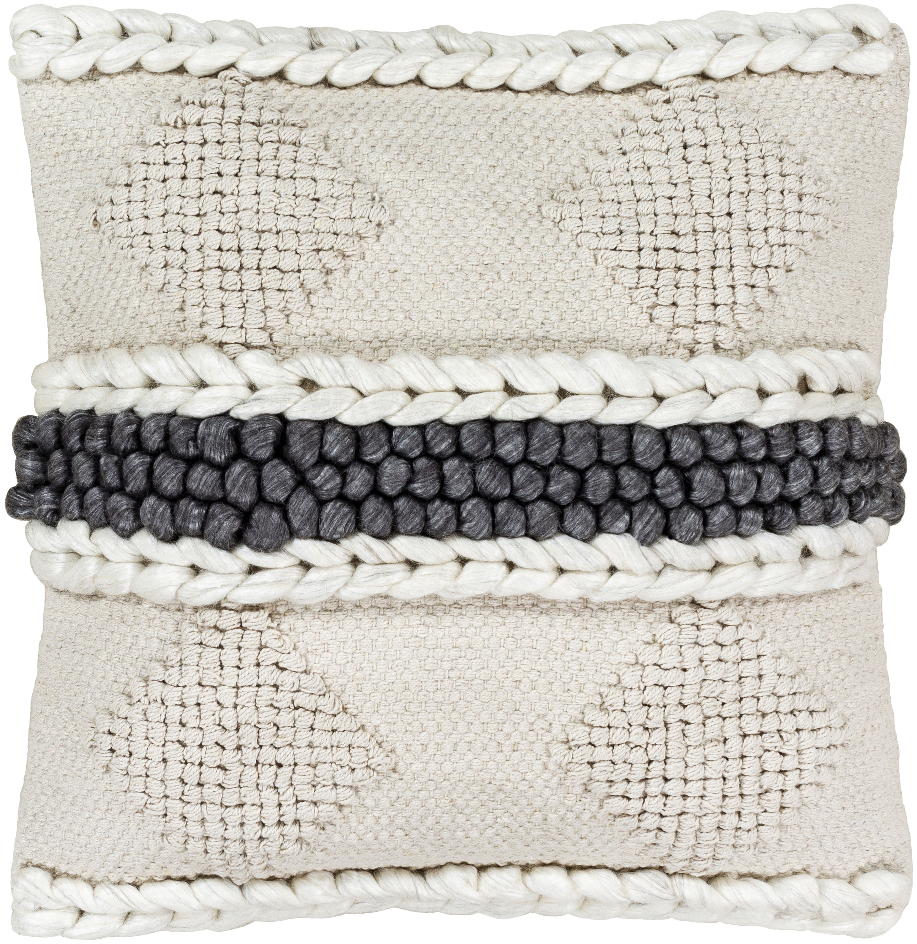 Surya NTO002-2222P Anton 22-in x 22-in Khaki Square Indoor Decorative Pillow