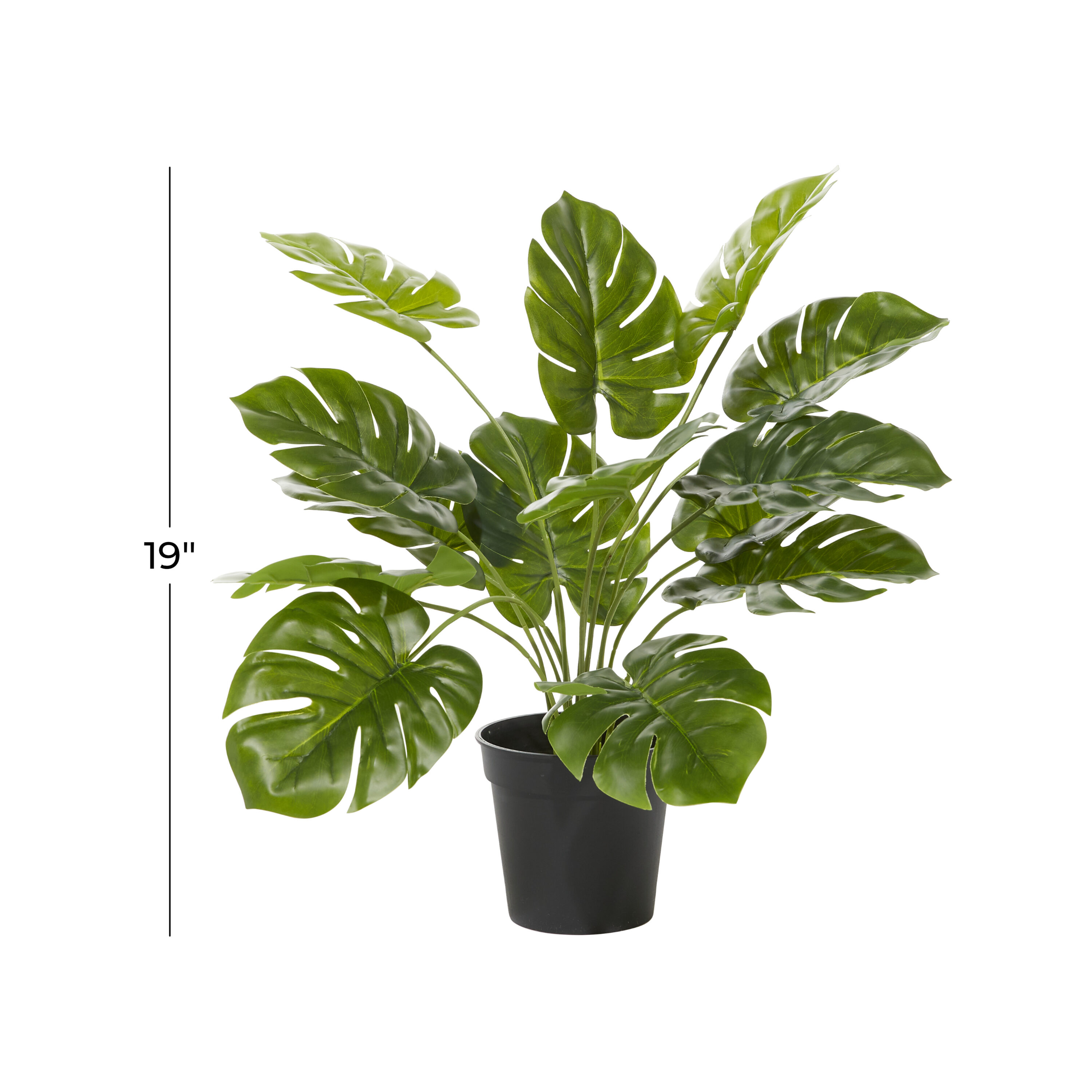 20" Green Artificial Monstera Plant in Black Plastic Pot