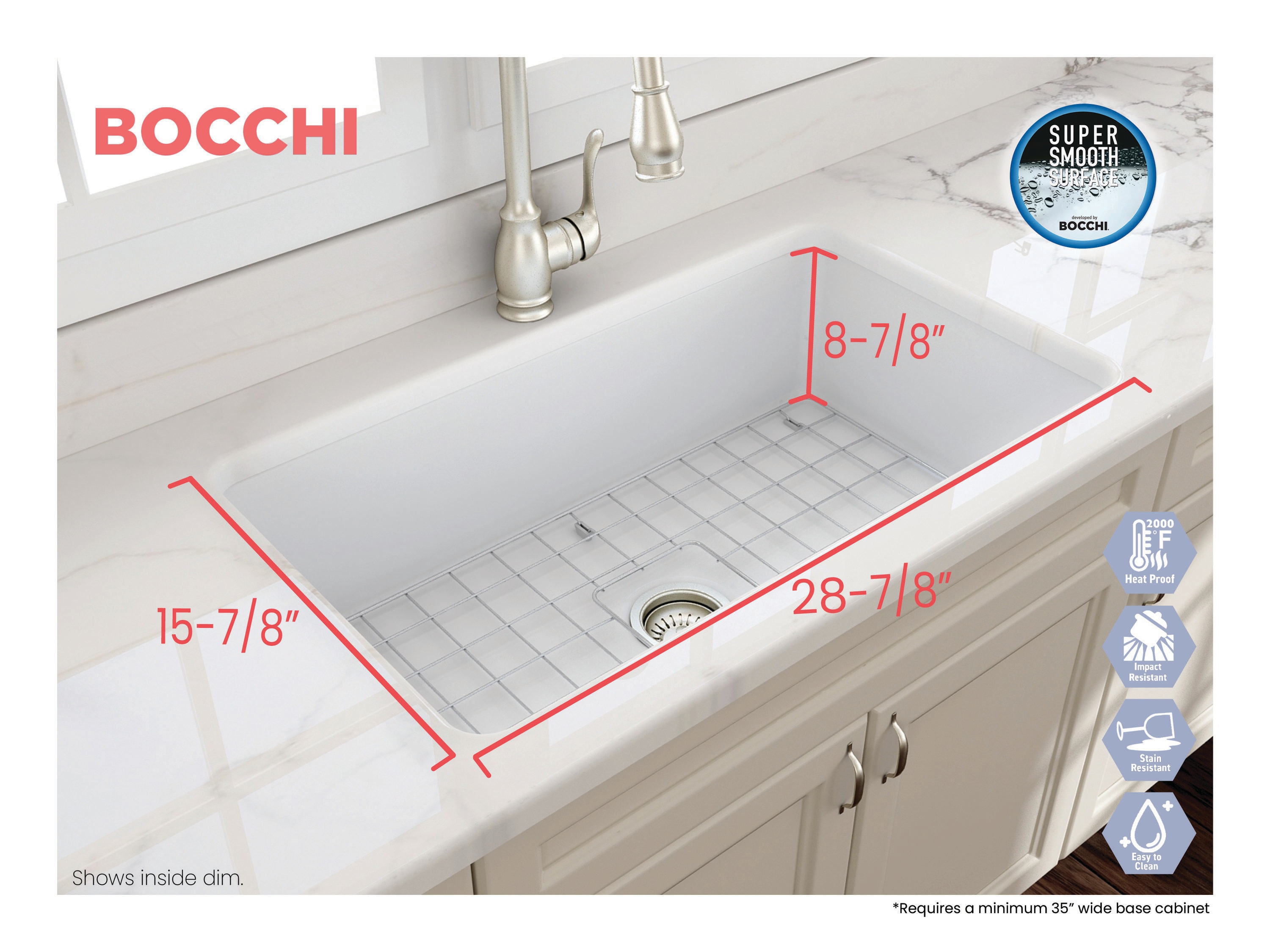 Matte White Fireclay Farmhouse Drop-In Single Bowl Sink
