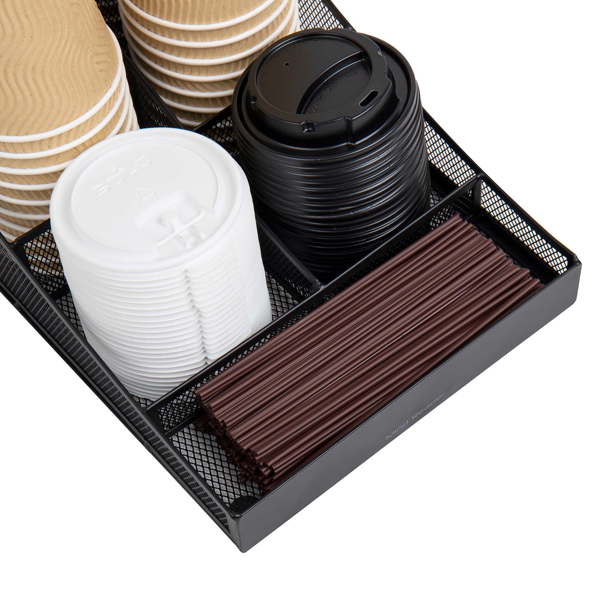 Mind Reader - Trove 7-Compartment Coffee Condiment Organizer - Black