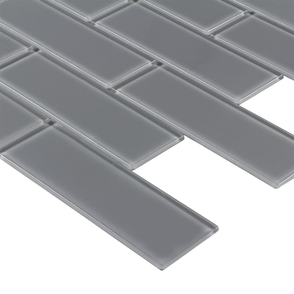 Elida Ceramica SMPL-MGS (Sample) Grey 6-in x 6-in Glass Brick Mosaic Thinset Mortar Tile