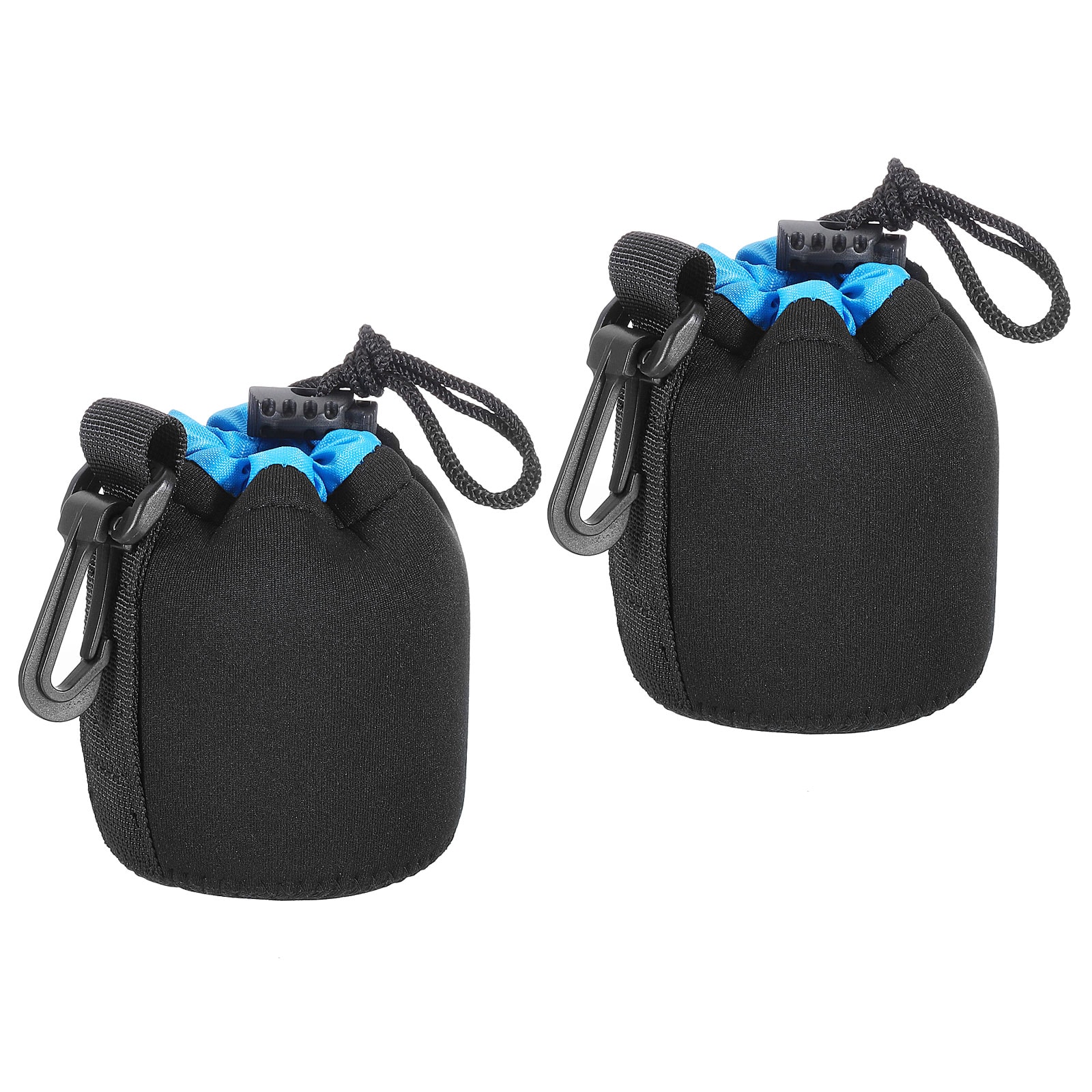 PATIKIL Camera Lens Bag 2Pcs 3 Inch ID x 3.9 Inch H Drawstring Lens Pouch with Thick Protective Neoprene Lens Case for DSLR Camera Lens Water Coffee Cups Black Blue #S25122200UX8314