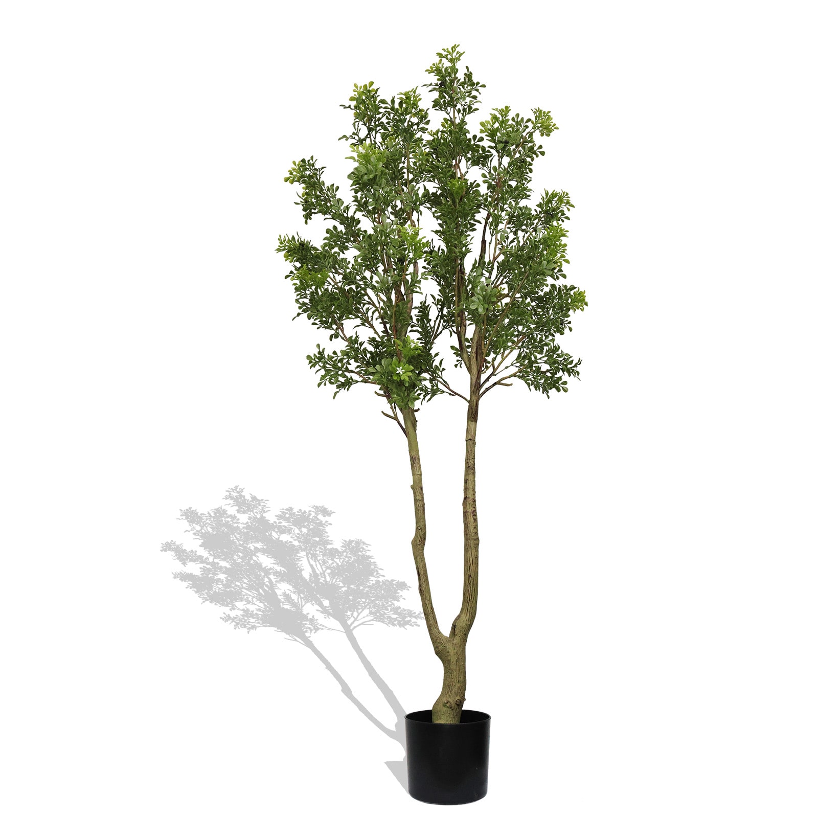 LUXEYARD 160CM Large Artificial Curved Branch Green Plant with Pot for Indoor Outdoor Courtyard Garden Decoration
