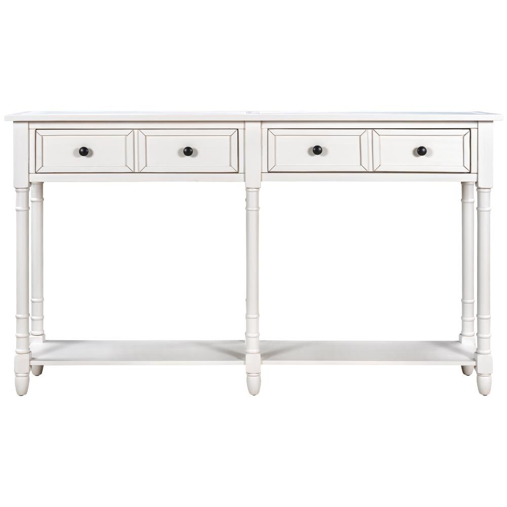 Casainc Console Table Sofa Table Easy Assembly With Two Storage Drawers And Bottom Shelf For Living Room Entryway Ivory White In The Console Tables Department At Lowes Com