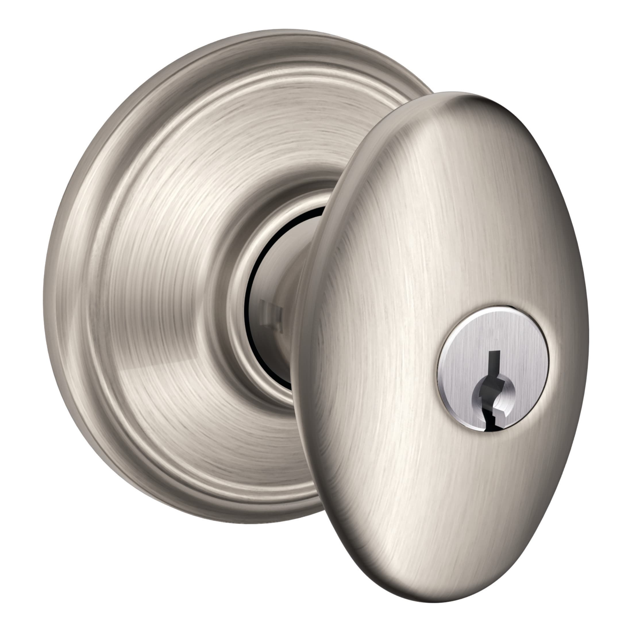 Schlage Bowery Satin Nickel Entry Knobs Grade 1 1-3/8 in. - Total