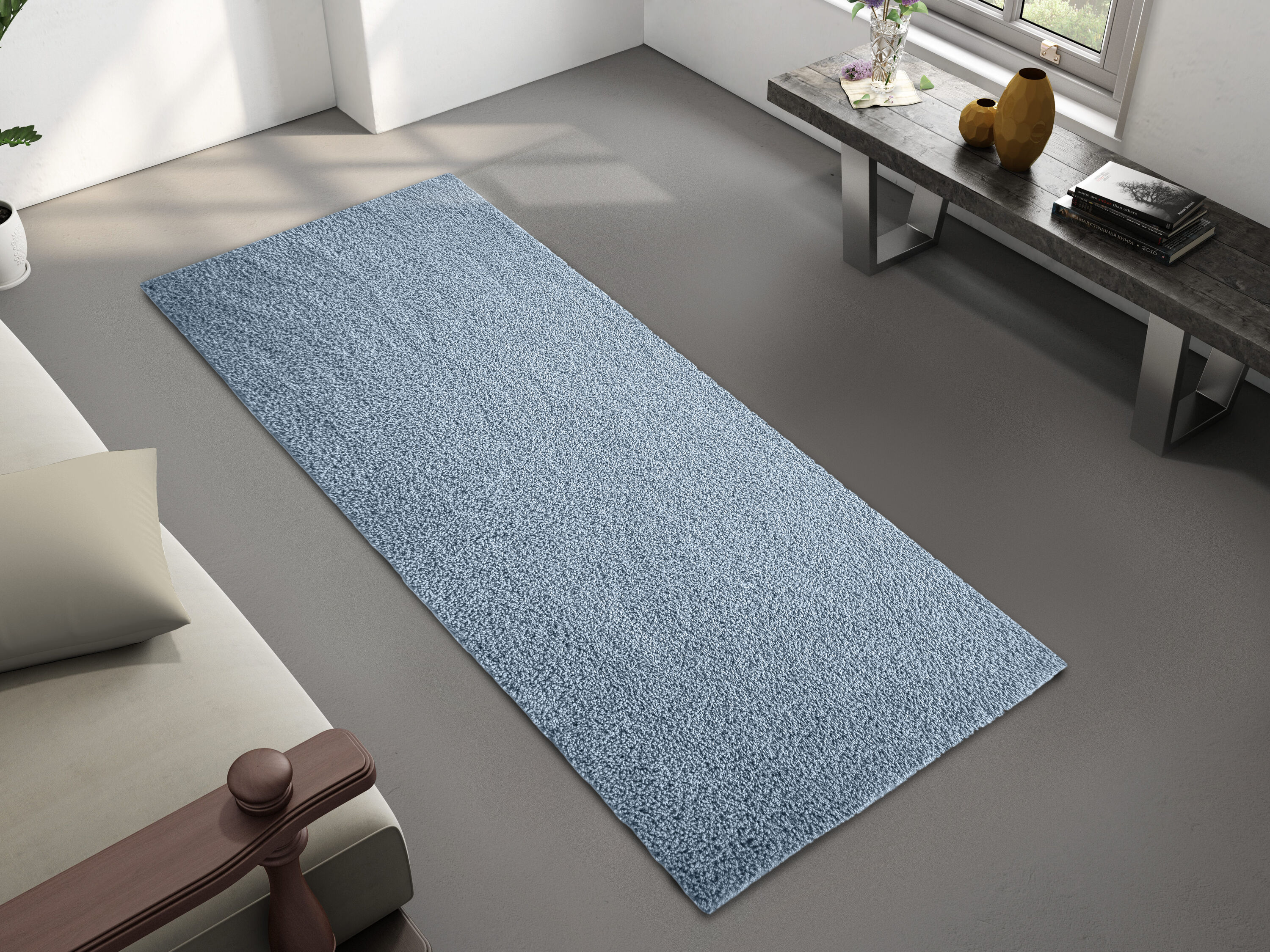 Style Selections 2 X 7 (ft) Smoke Blue Indoor Solid Runner Rug in the Rugs  department at