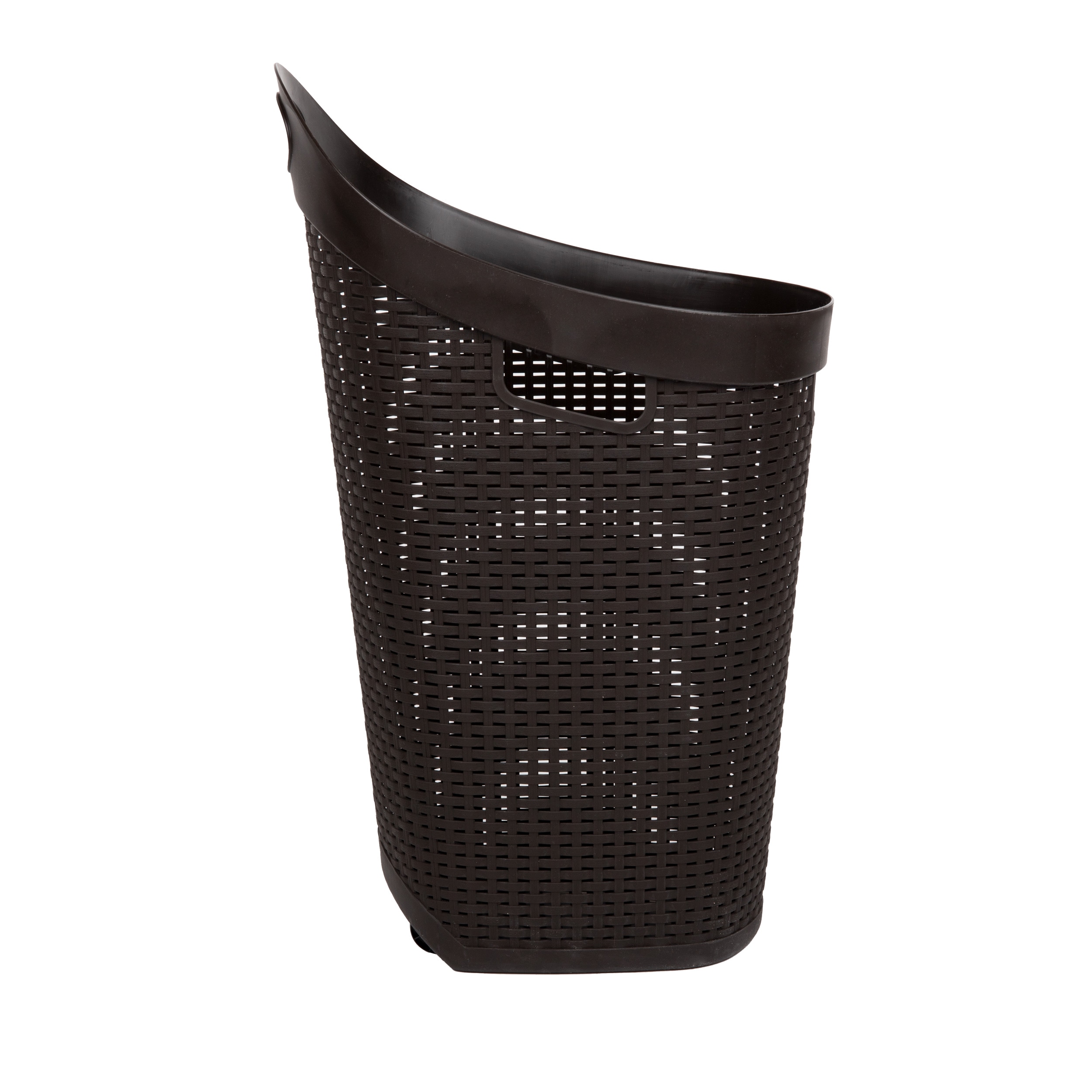 Brown Wicker Rolling Laundry Hamper with Lid and Wheels