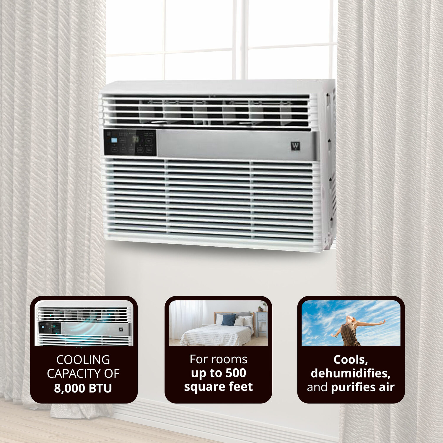 Homepointe 500-sq ft Window Air Conditioner with Remote (115-Volt, 8000 ...