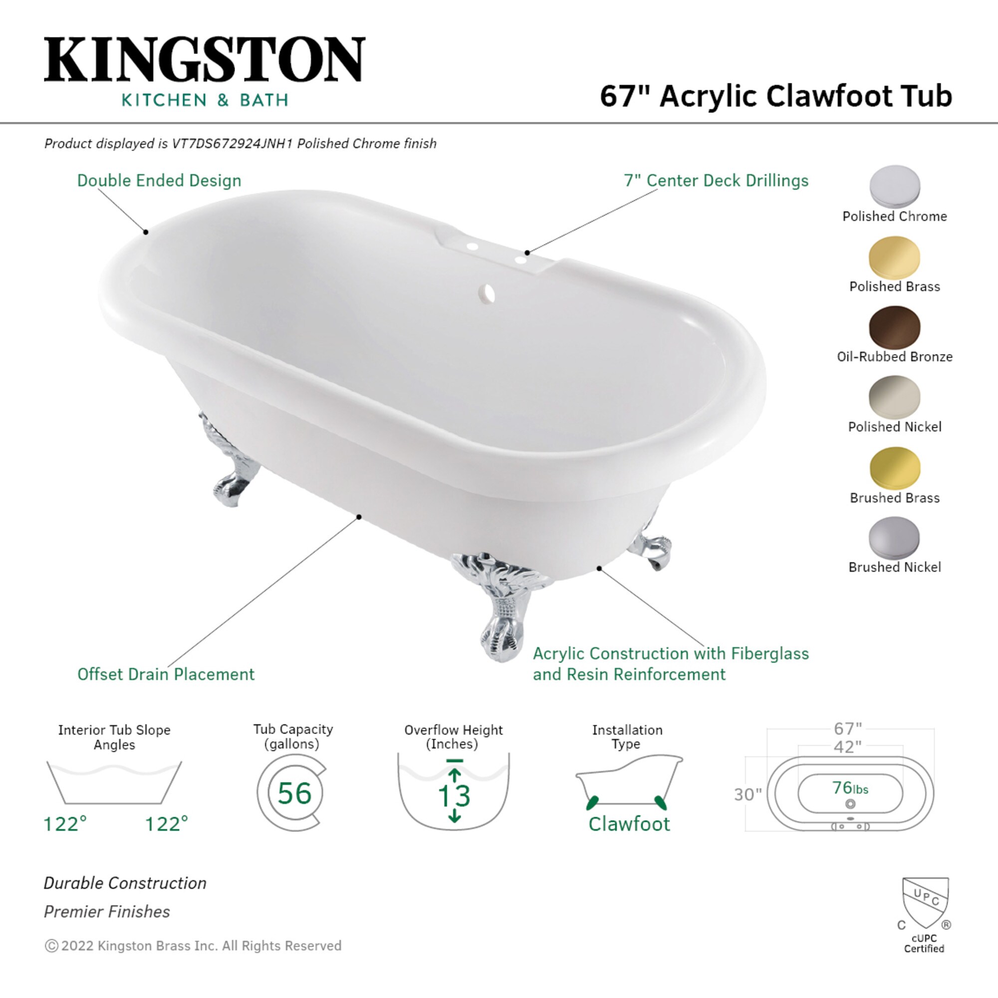 Kingston Brass VT7DS672924JNH2 bathtubs - View #3