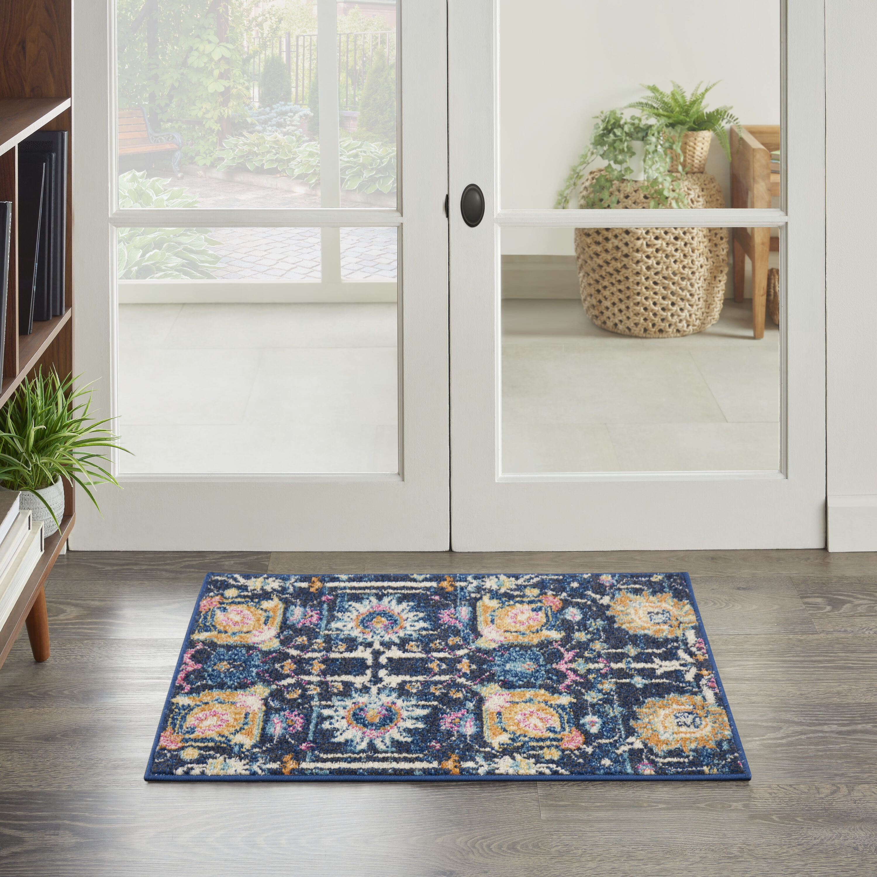 Nourison 099446272089 Passion 2 x 3 (ft) Loomed Polypropylene Navy Rectangular Indoor Floral/Botanical Bohemian/Eclectic Area rug