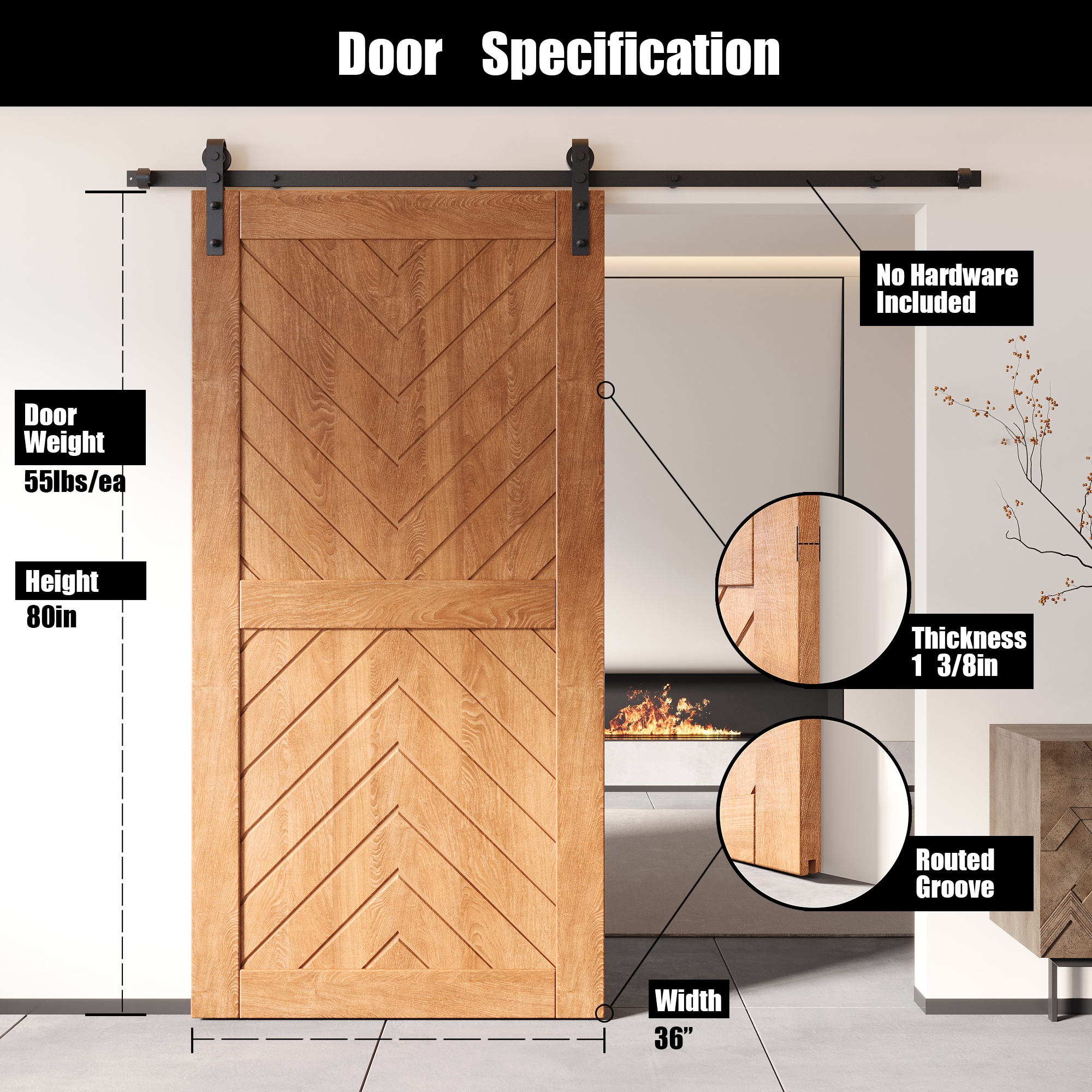 HOMACER JT4-3680-EA Barn-Doors - View #2