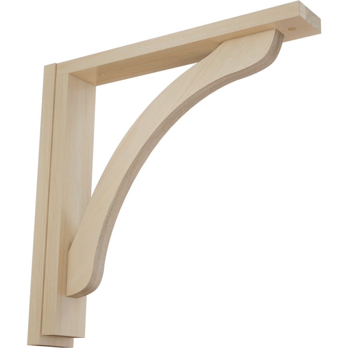Ekena Millwork BKT02X14X14RERW Reece 2-1/2-in x 14-3/4-in x 14-1/4-in Rubberwood Brown Wood Standard bracket