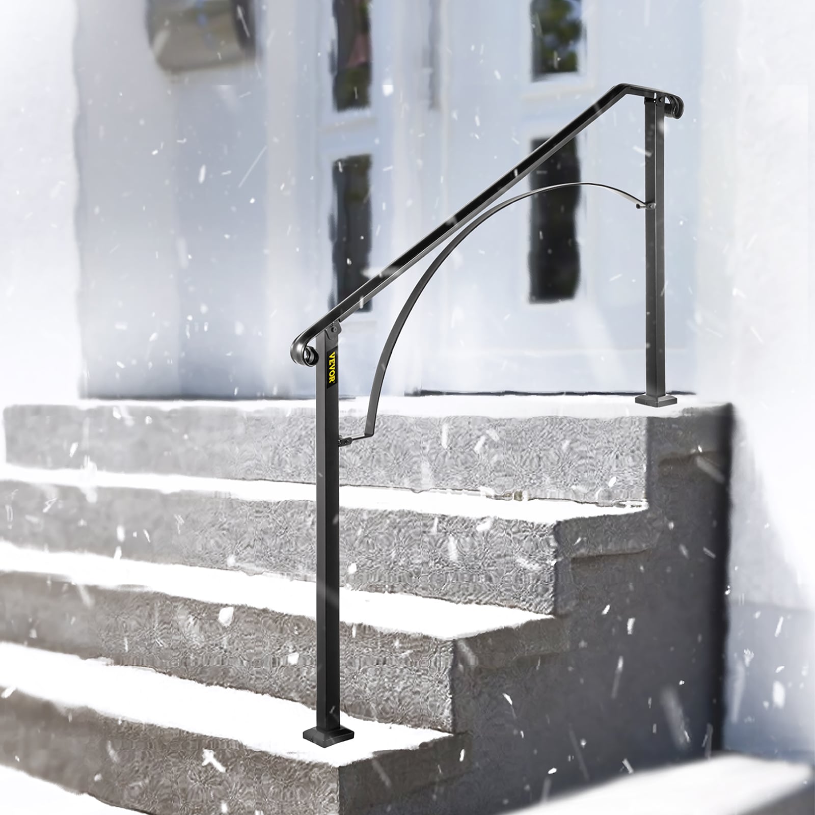 VEVOR 3-4 Steps Wrought Iron Handrail 44-in x 38.5-in Wrought Iron ...