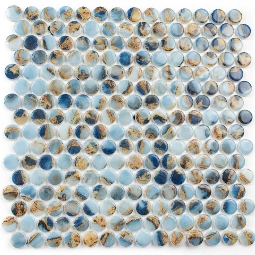 The Tile Life SPENNBLISMN Sample- Eterna Penny Mauna Blis 4-in x 4-in Glossy Glass Floor and Wall Tile