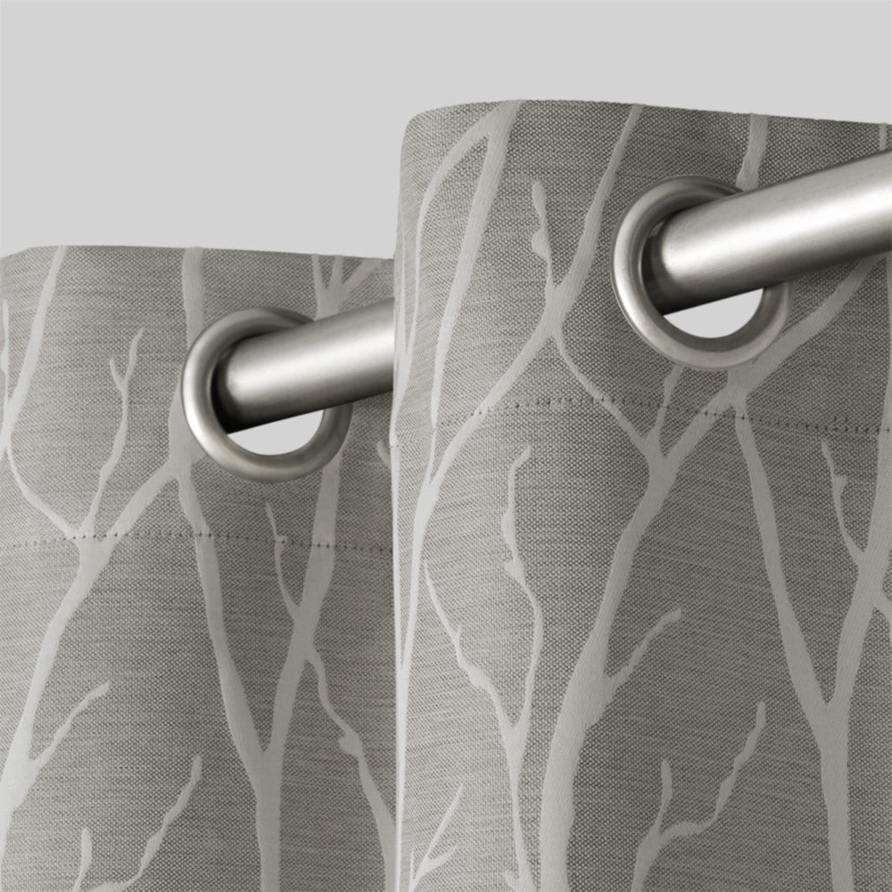 Ash Grey Linen Look Blackout Grommet Window Panel Pair