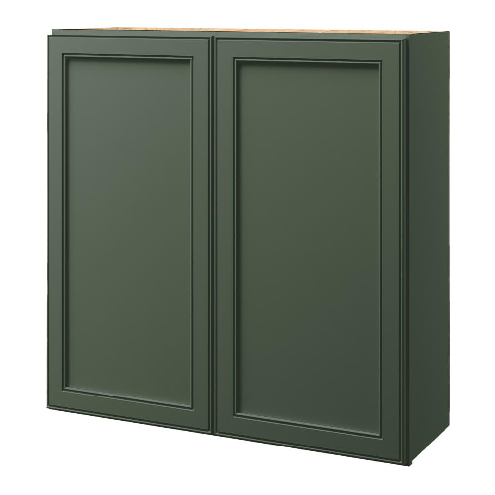 Heathrow 36-in W x 39.125-in H x 12-in D Sage Wall Fully Assembled Cabinet (Recessed Panel Square Door Style) in Green | - allen + roth 570HR