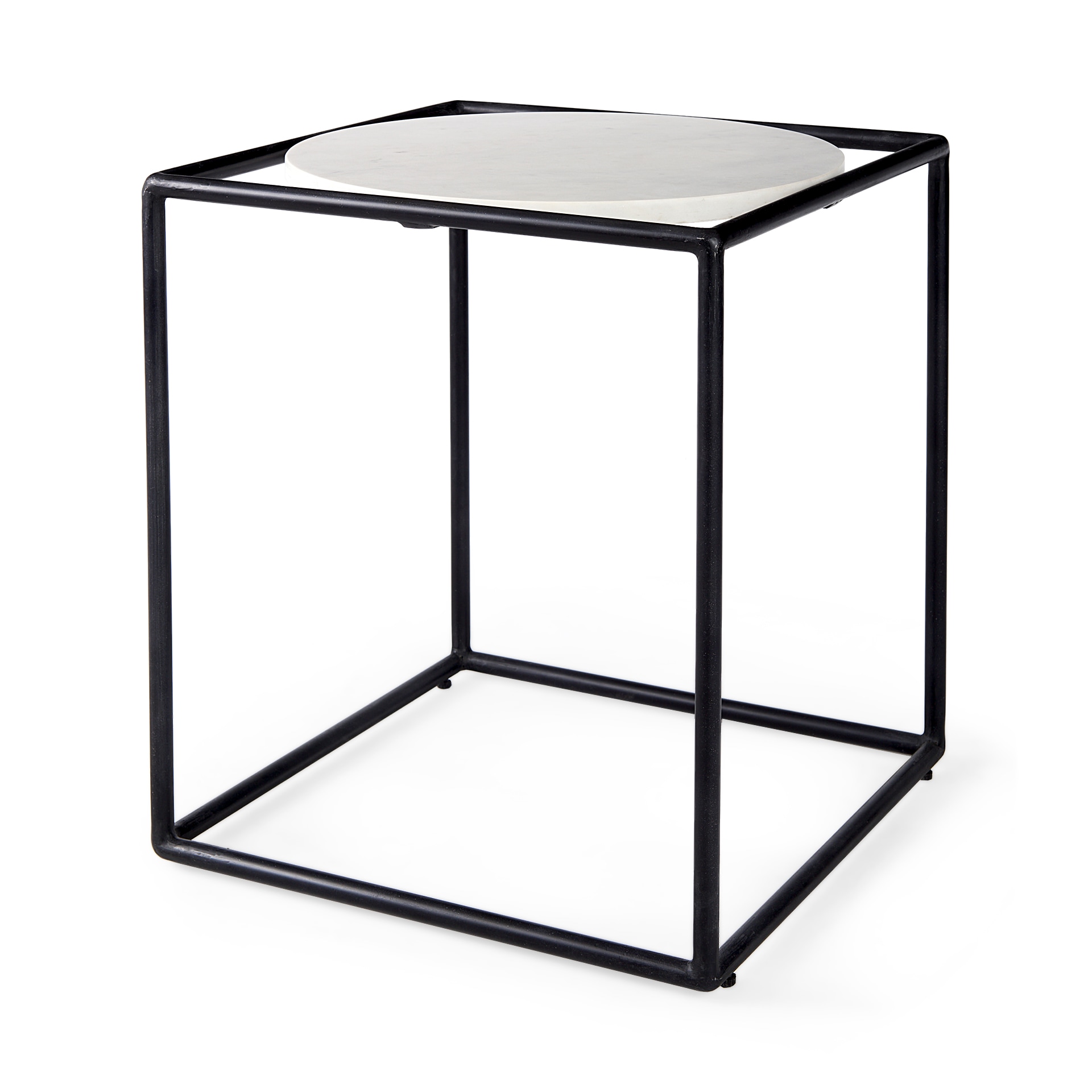 Mercana 69214 20-in W x 22-in H Black Granite/Marble Round Farmhouse End Table