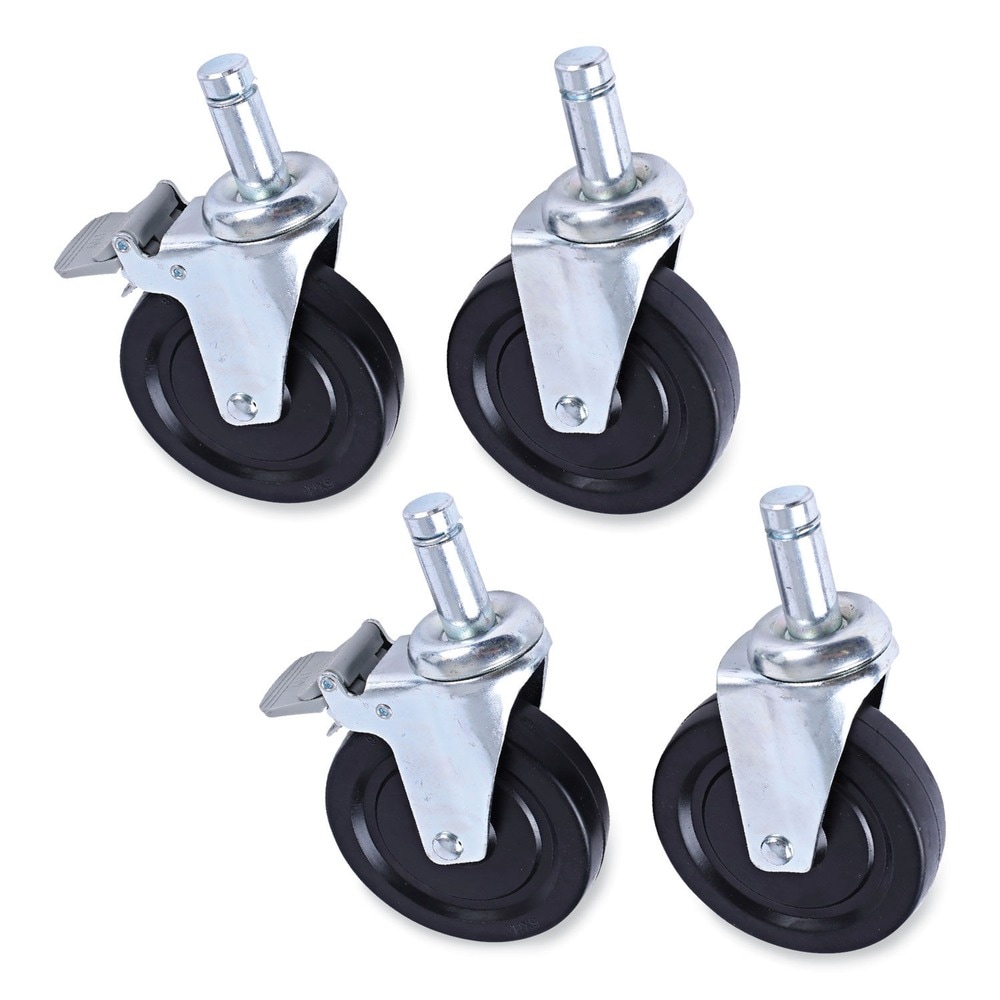 Alera ALENSW590004 5-Inch Wheel Grip Ring Stem Casters for Wire Shelving - Black (Set of 4)
