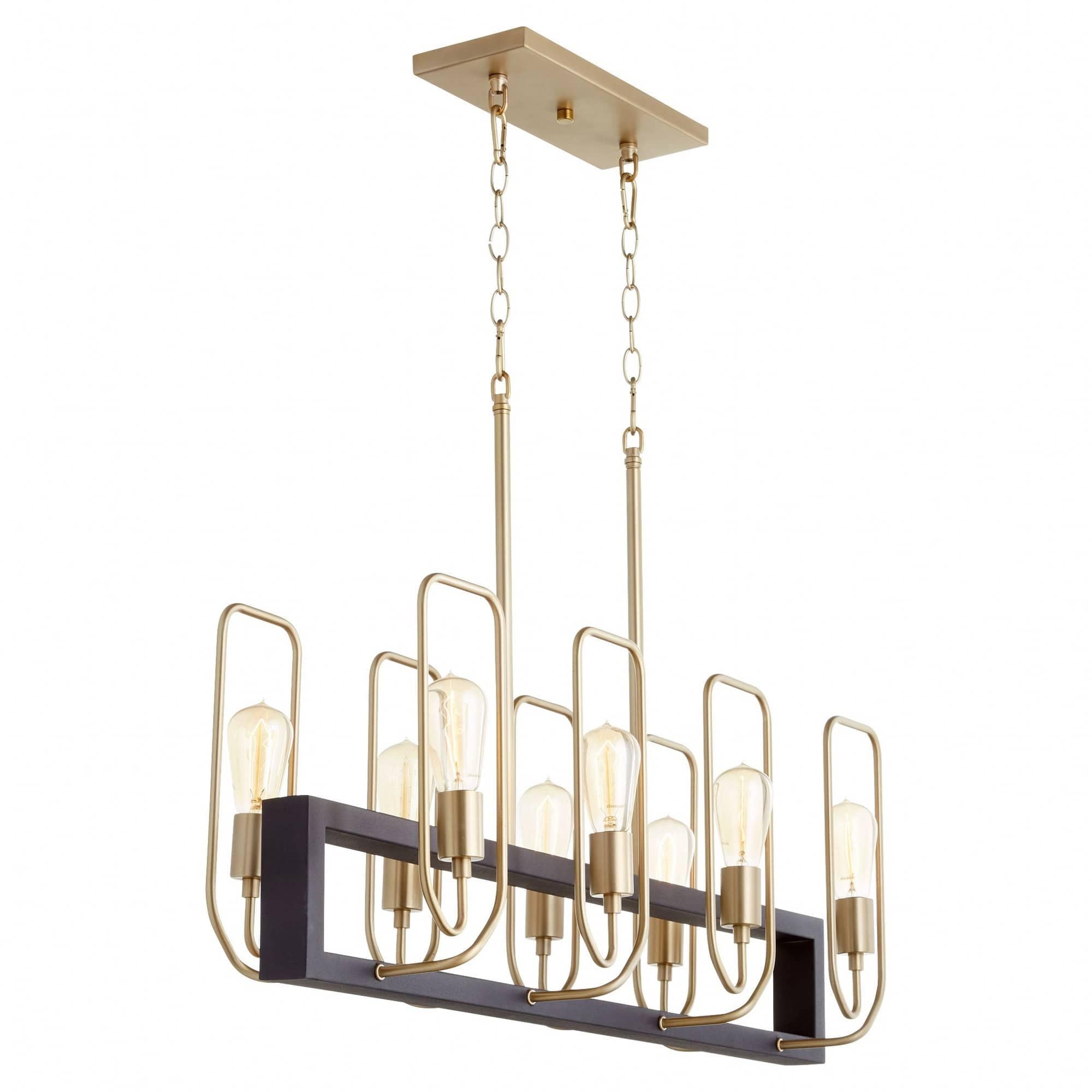 Quorum International A-QUORUM-66-8-6980 Howe 8-Light Industrial / Transitional Textured Black/Aged Brass Chandelier