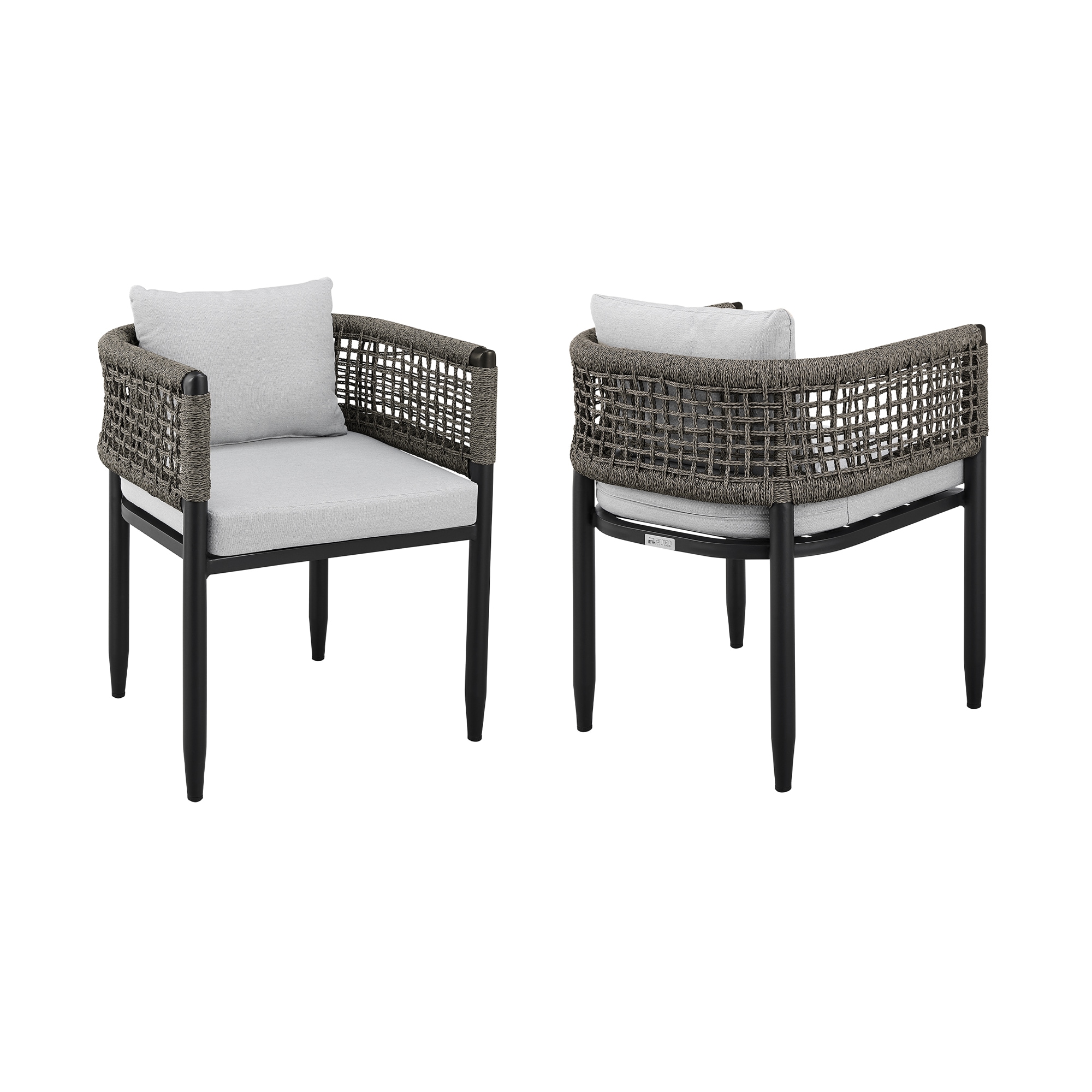 Armen Living LCAFCHBL Set of 2 Contemporary/Modern Synthetic Upholstered Dining Arm Chair (Metal Frame)