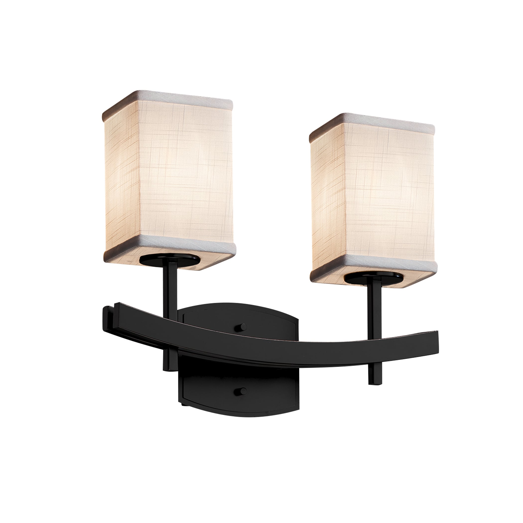 Justice Design Group FAB-8592-15-WH-MB-LD Textile 15.5-in 2-Light Matte Black LED Traditional Vanity Light